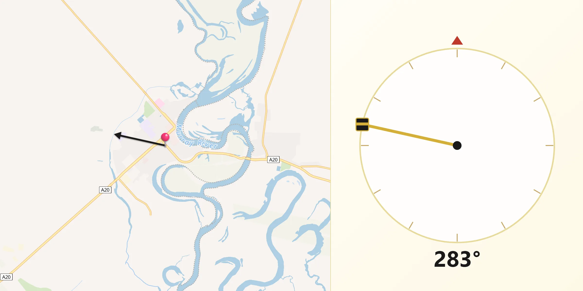 Qibla Direction from Renmark