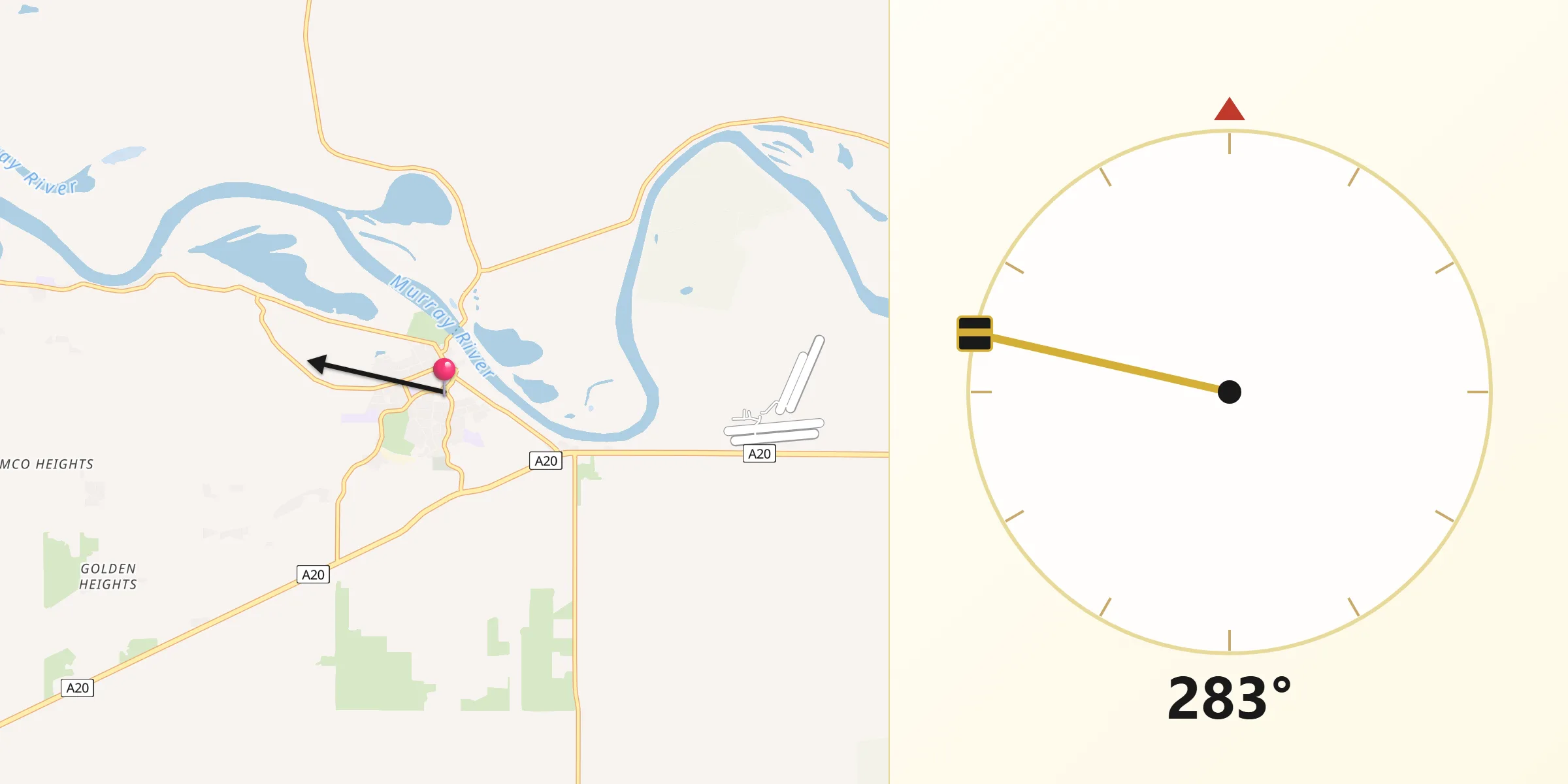 Qibla Direction from Waikerie