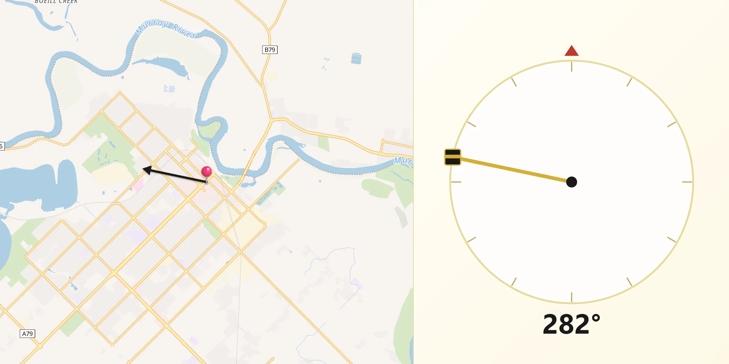 Qibla Direction from Mildura
