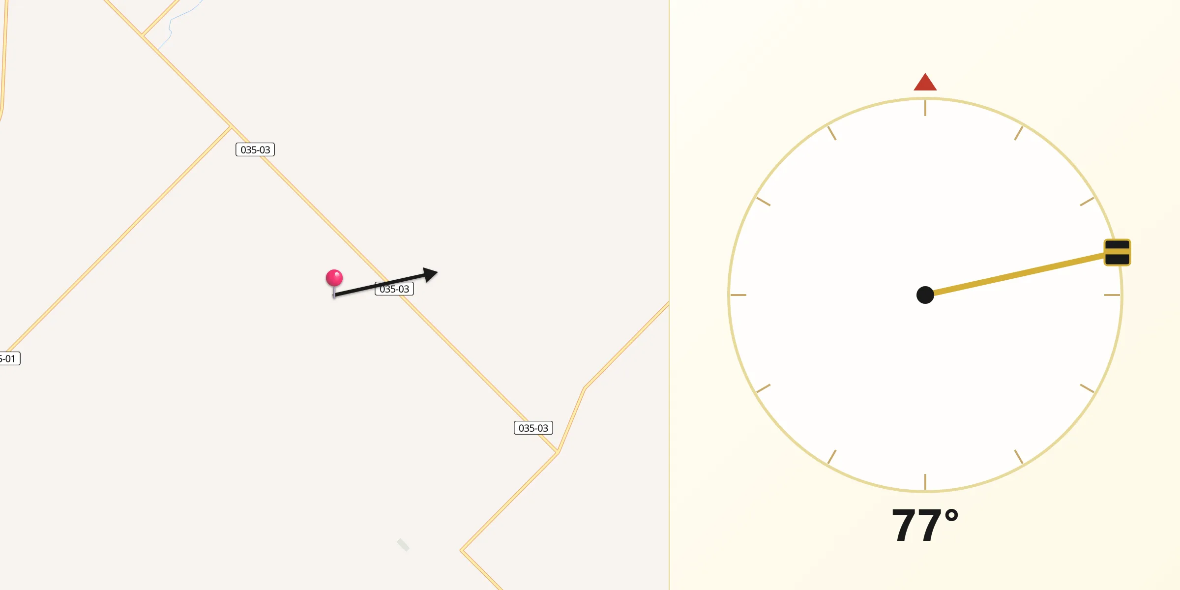 Dirección de la Qibla desde Rojas