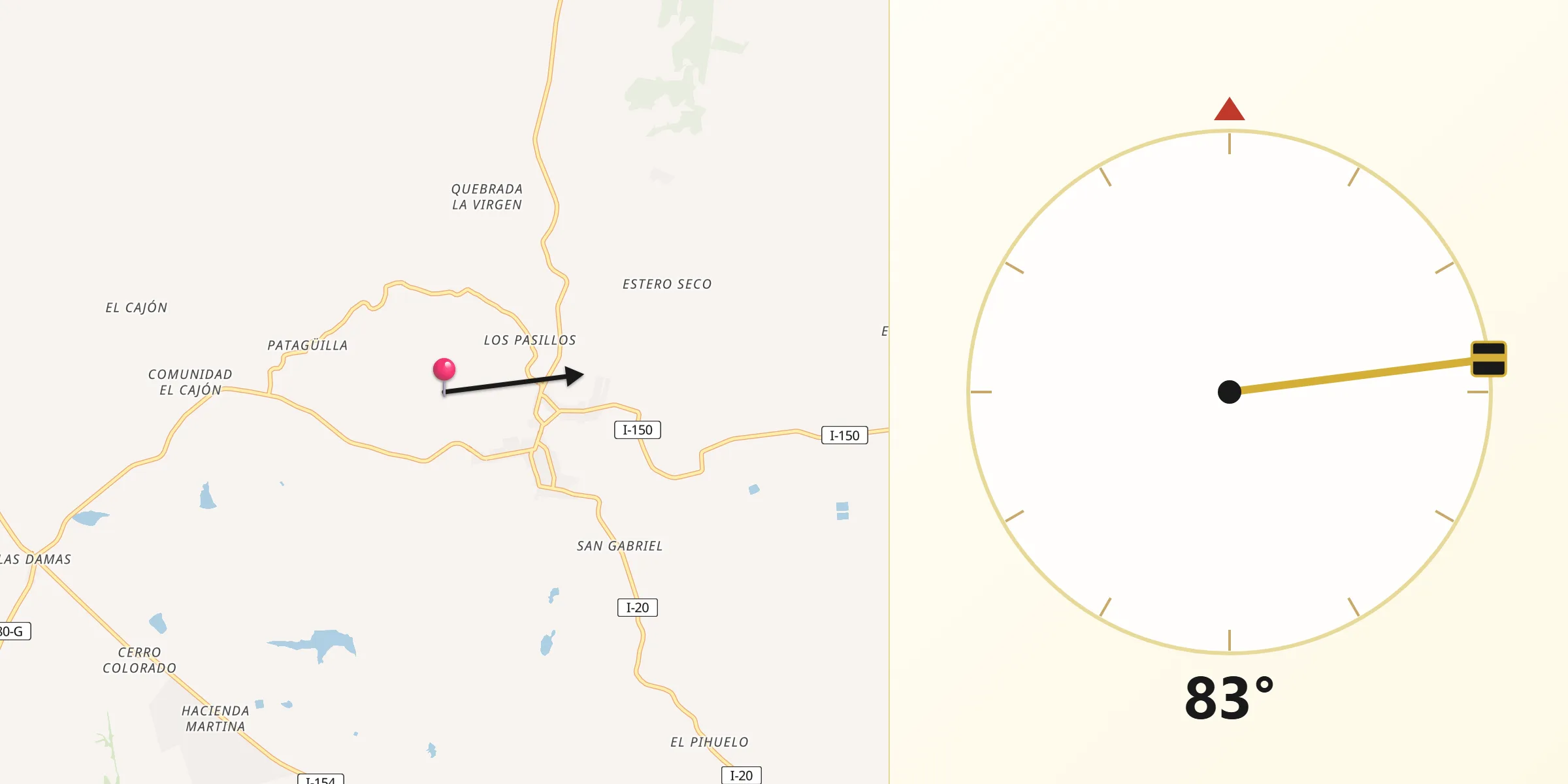 Dirección de la Qibla desde La Estrella