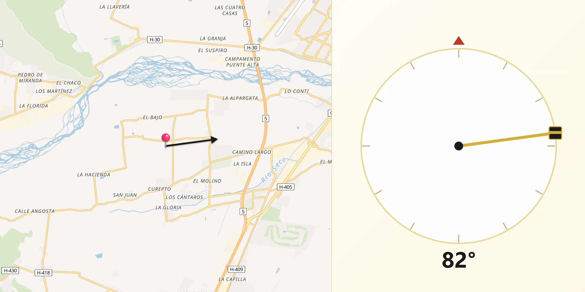 Dirección de la Qibla desde Olivar