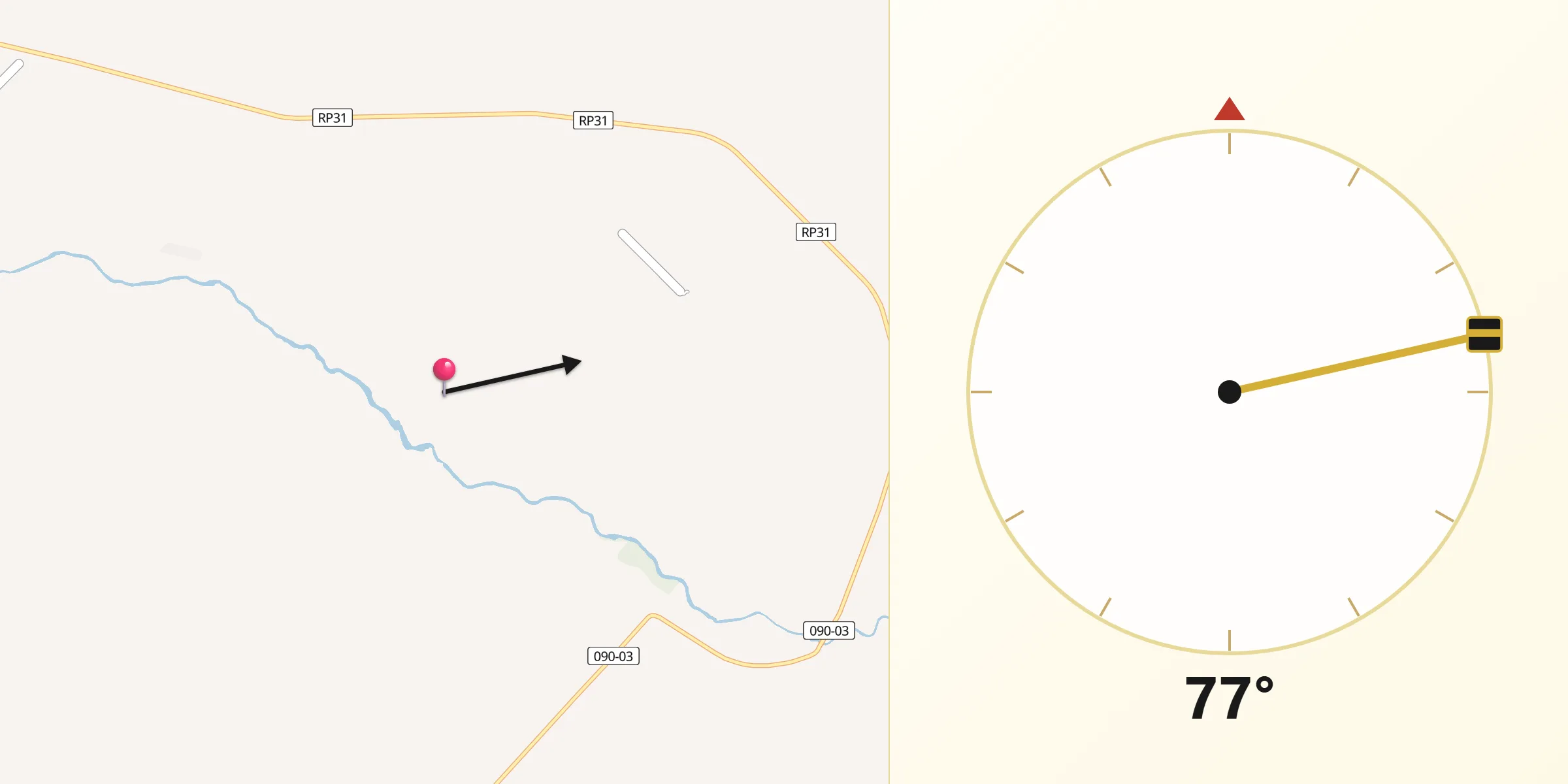 Dirección de la Qibla desde Salto