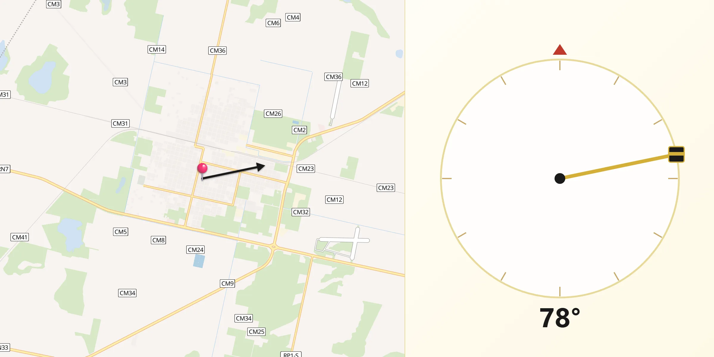 Dirección de la Qibla desde Rufino
