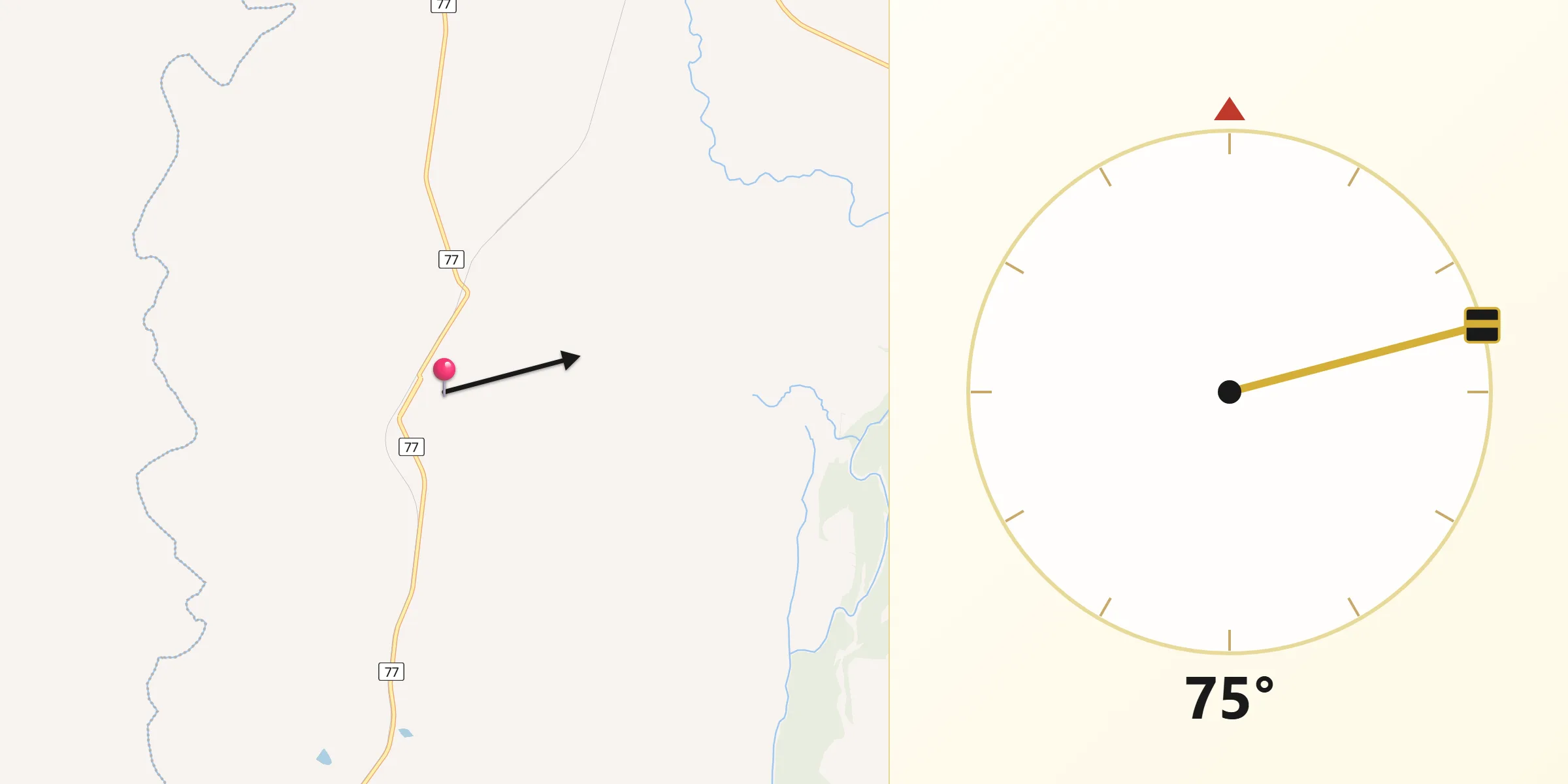 Dirección de la Qibla desde Cardal