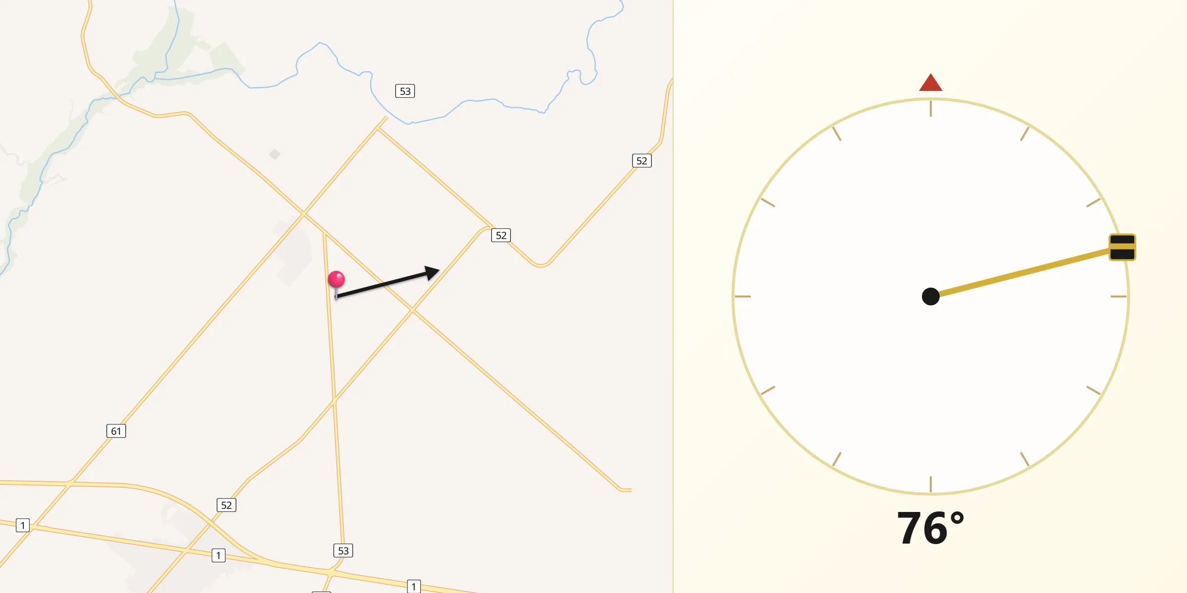 Dirección de la Qibla desde Nueva Helvecia