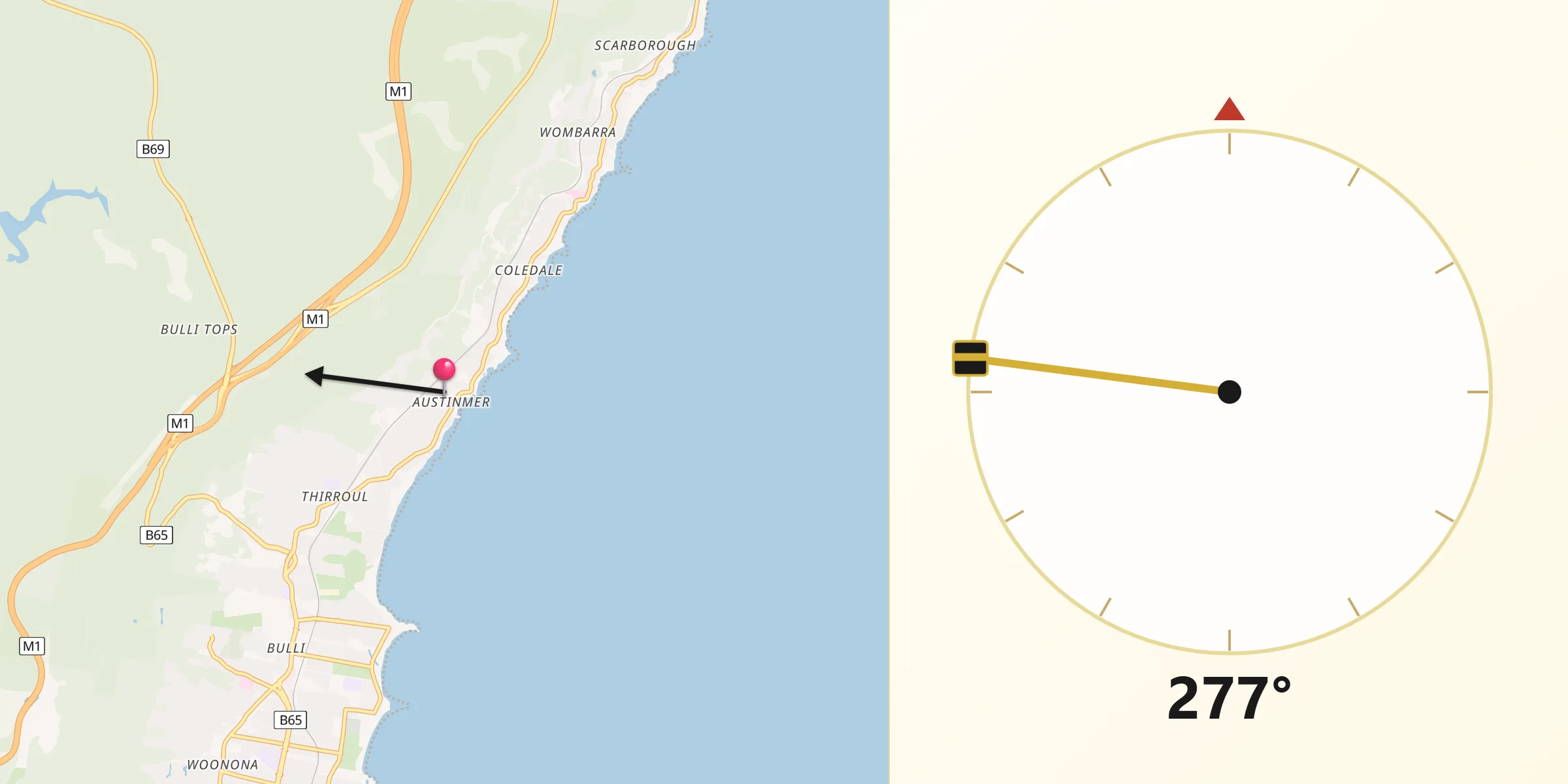 Qibla Direction from Austinmer