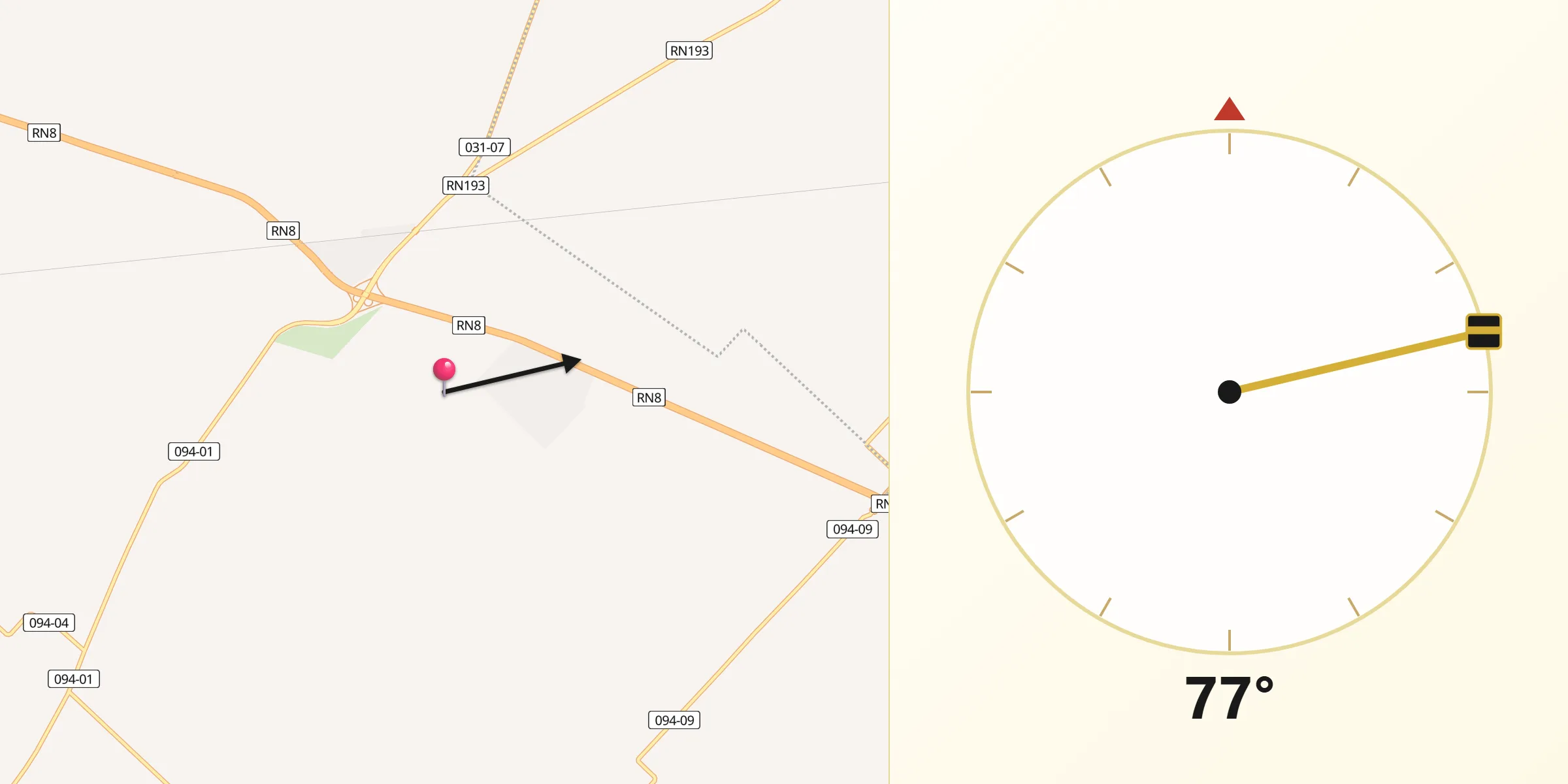 Dirección de la Qibla desde Exaltación de la Cruz