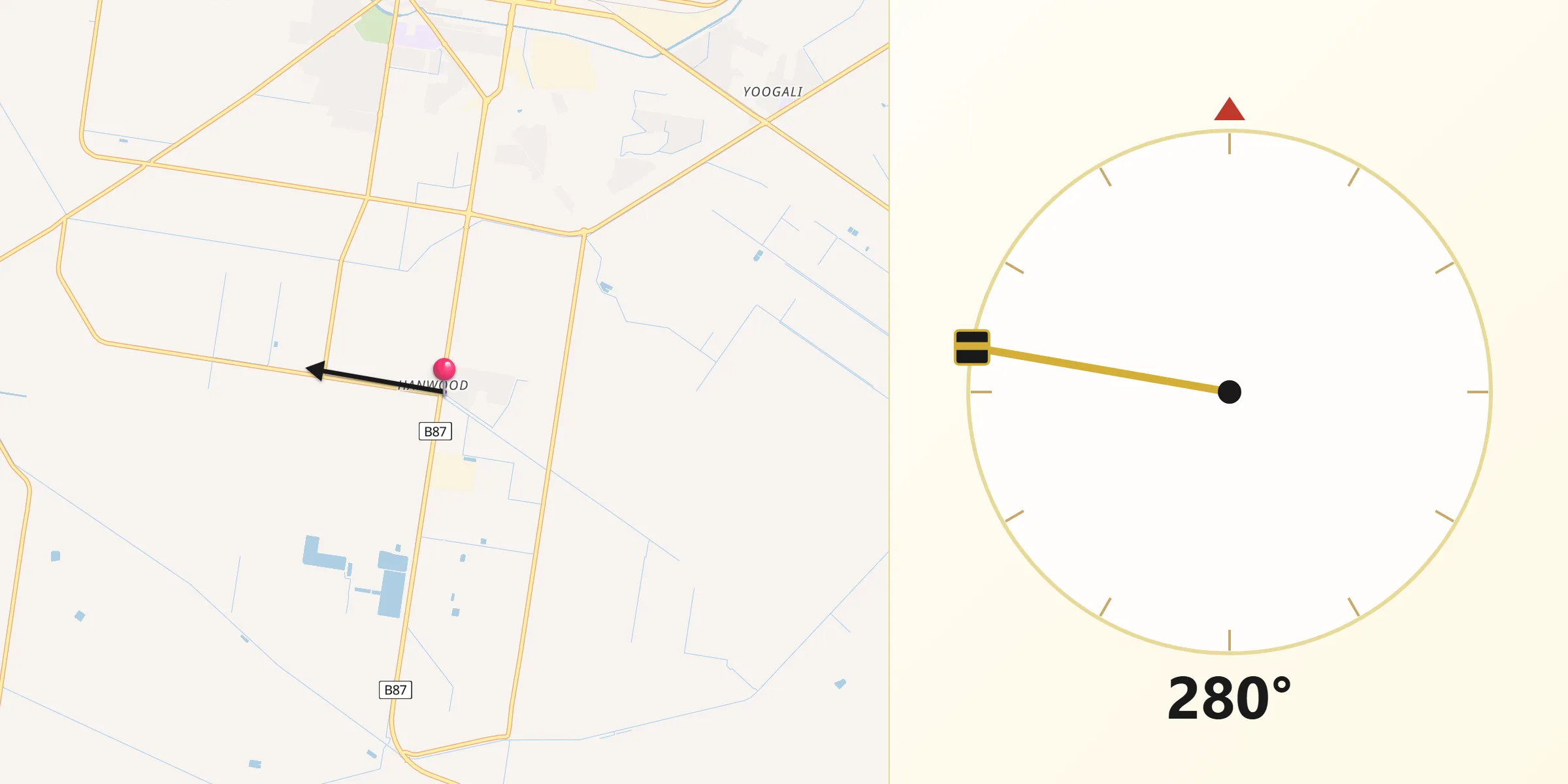 Qibla Direction from Hanwood