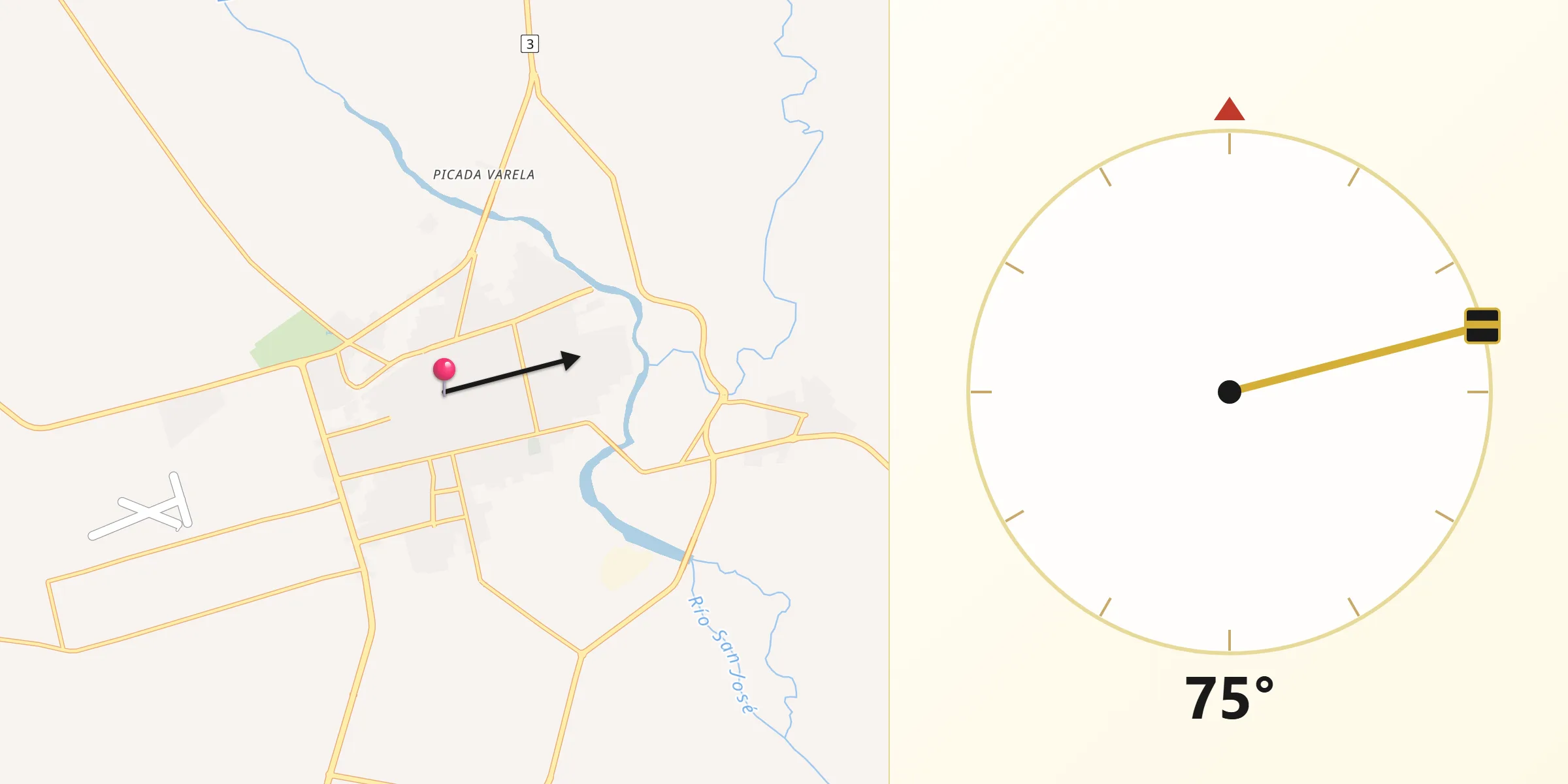 Dirección de la Qibla desde San José de Mayo