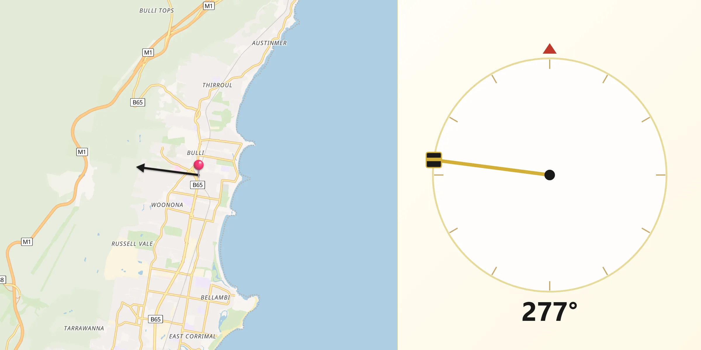 Qibla Direction from Bulli