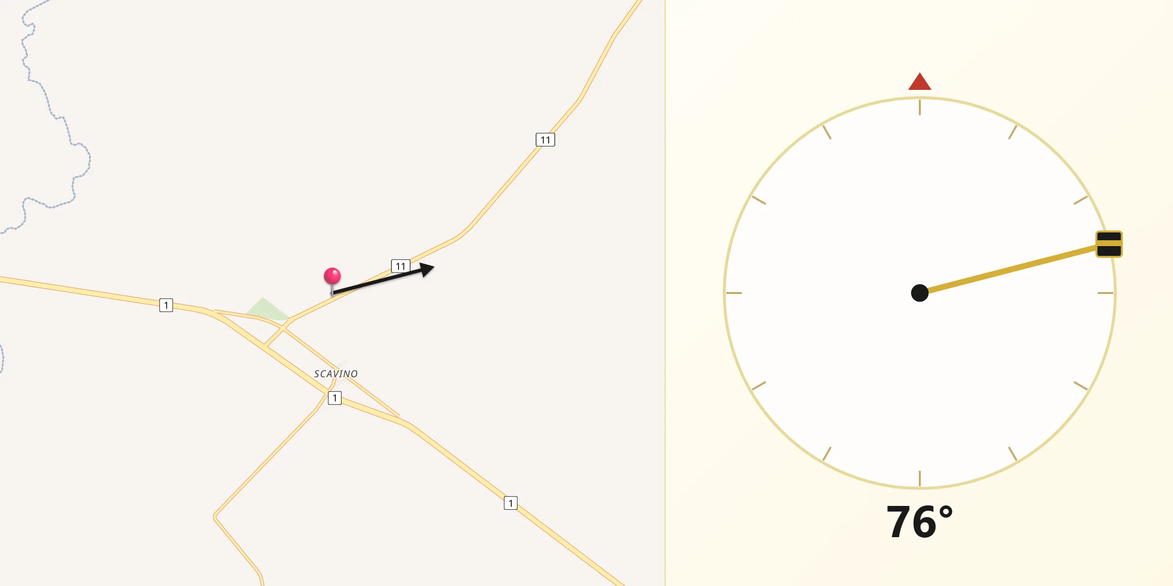 Dirección de la Qibla desde Ecilda Paullier