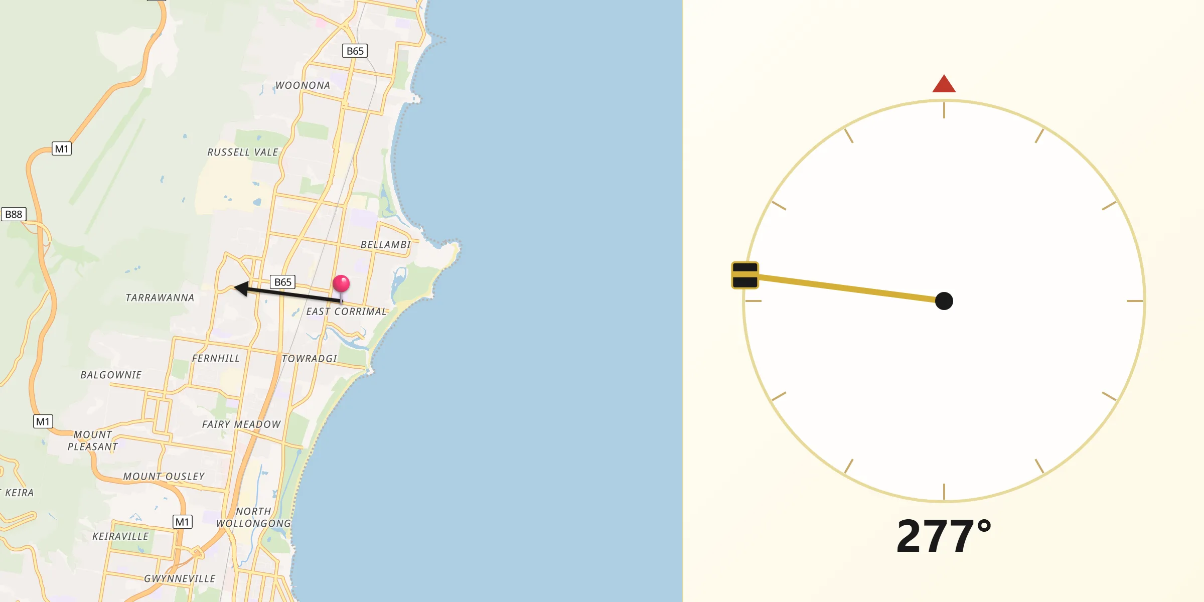 Qibla Direction from East Corrimal