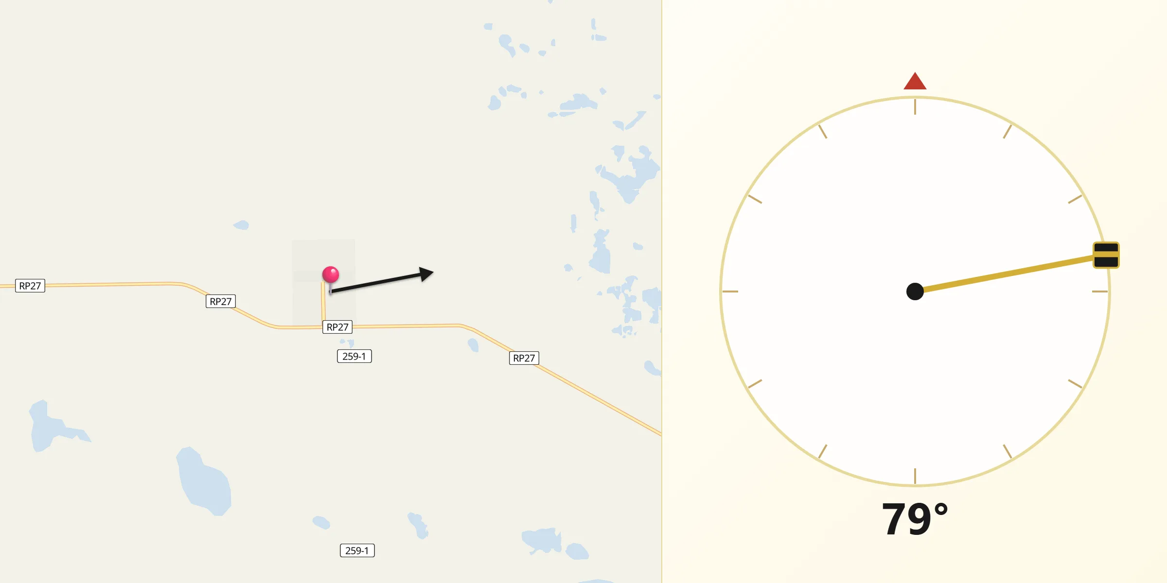 Dirección de la Qibla desde Del Campillo