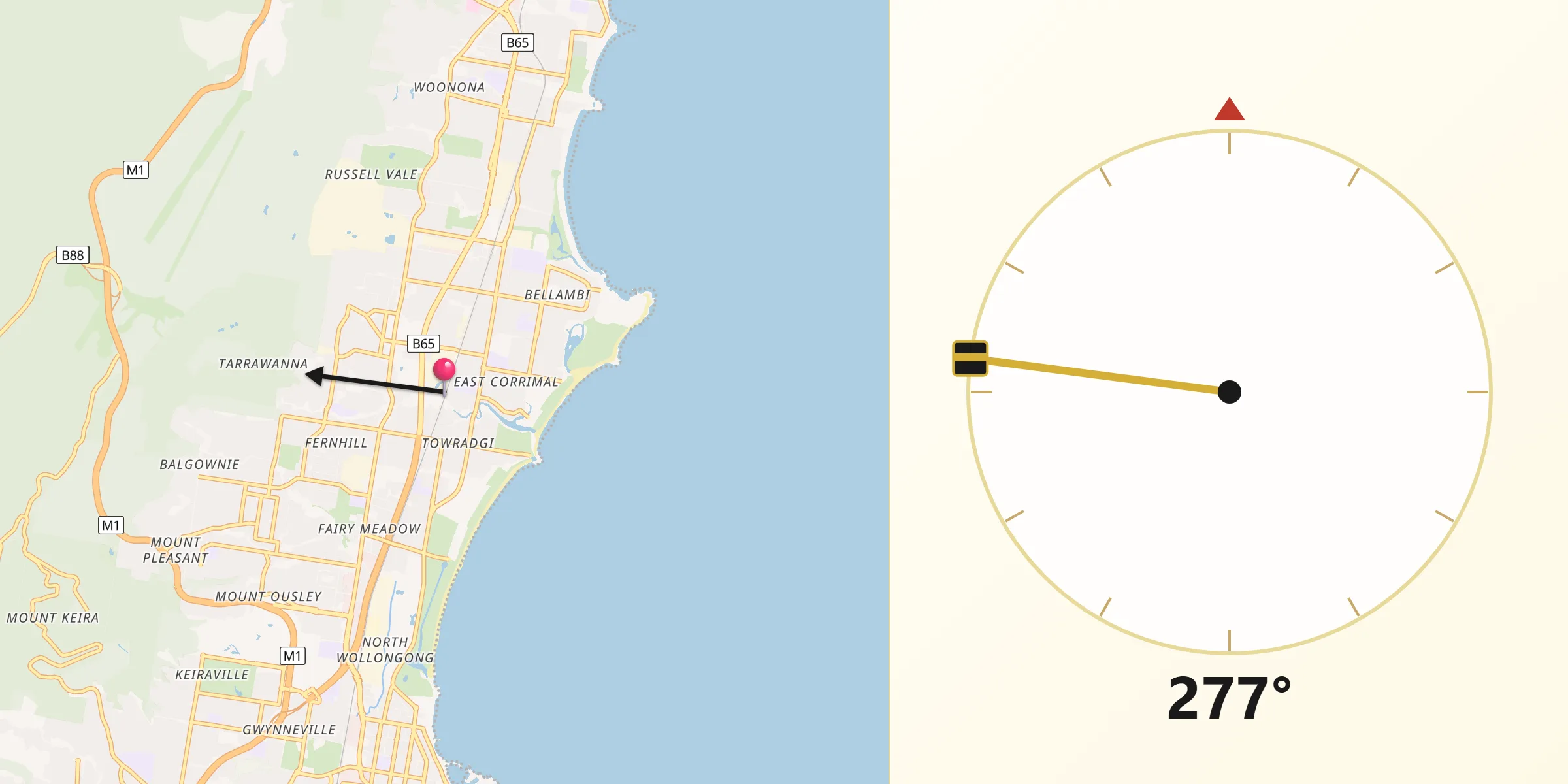 Qibla Direction from Corrimal
