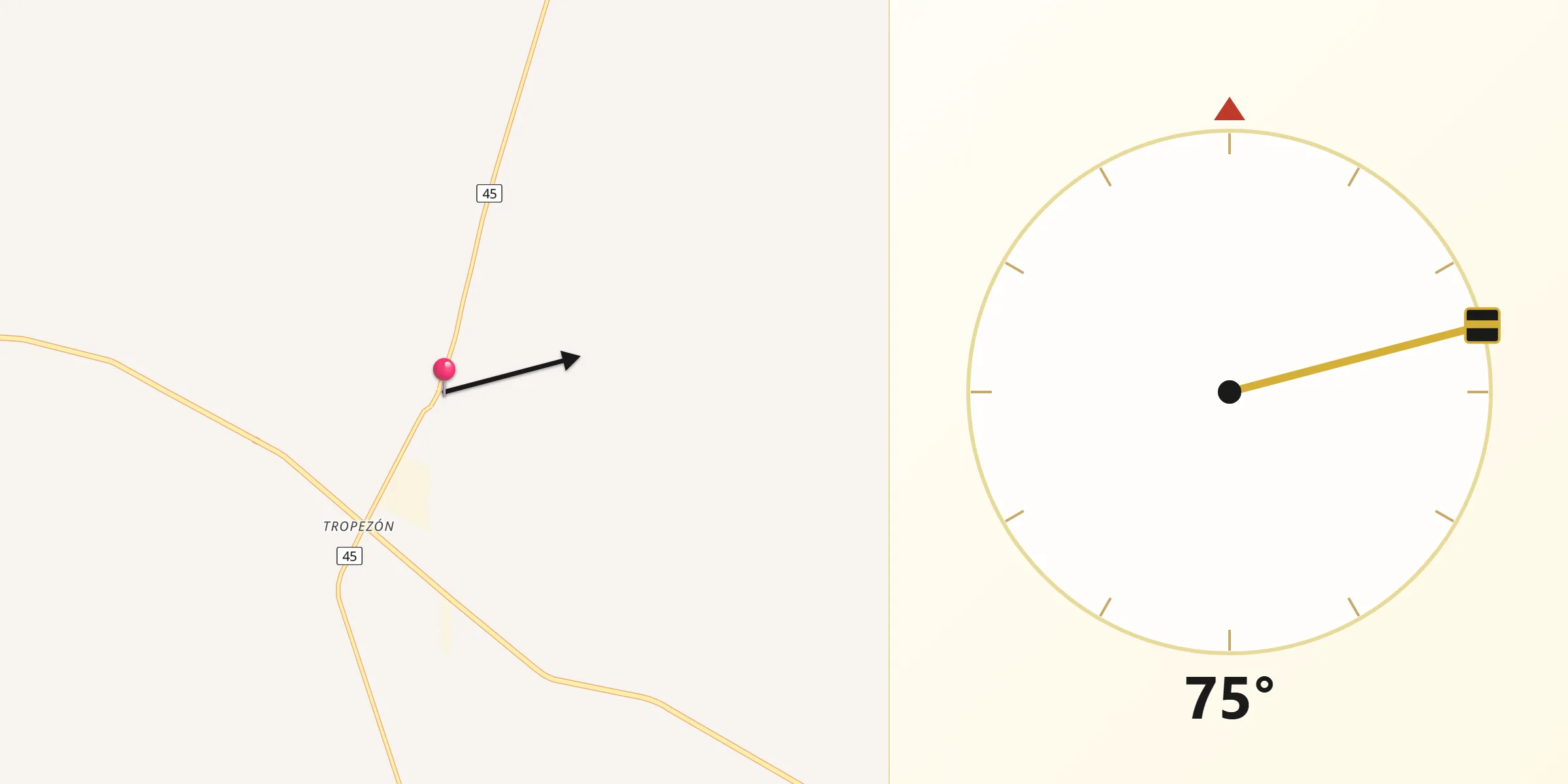 Dirección de la Qibla desde Rodríguez