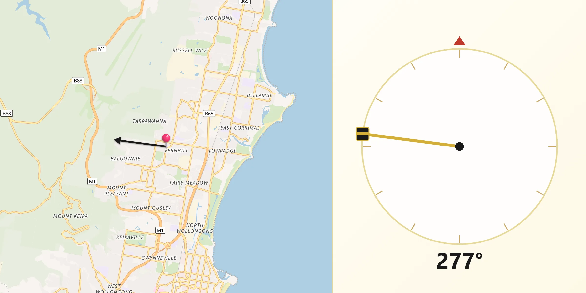 Qibla Direction from Fern Hill