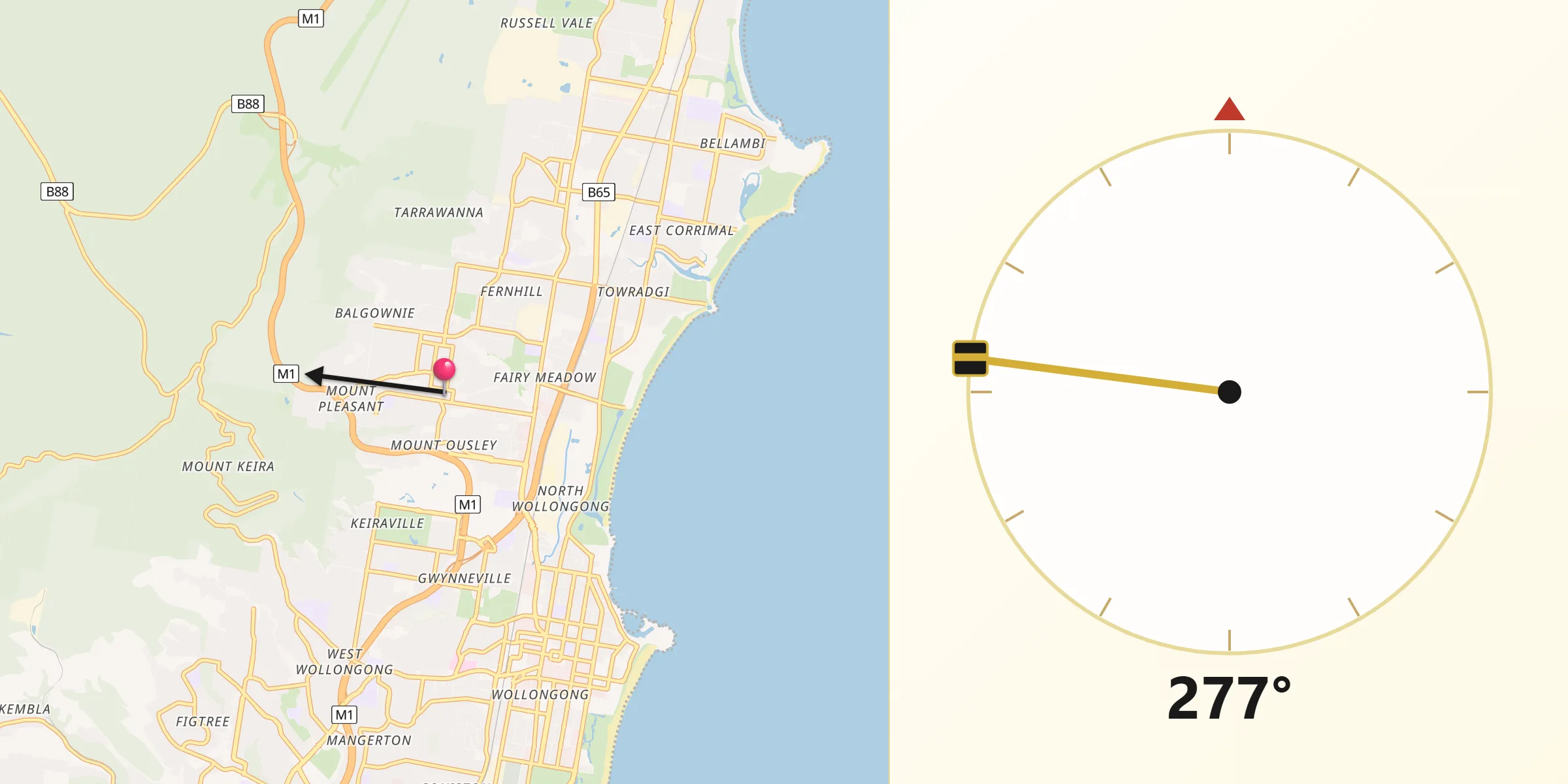 Qibla Direction from Balgownie