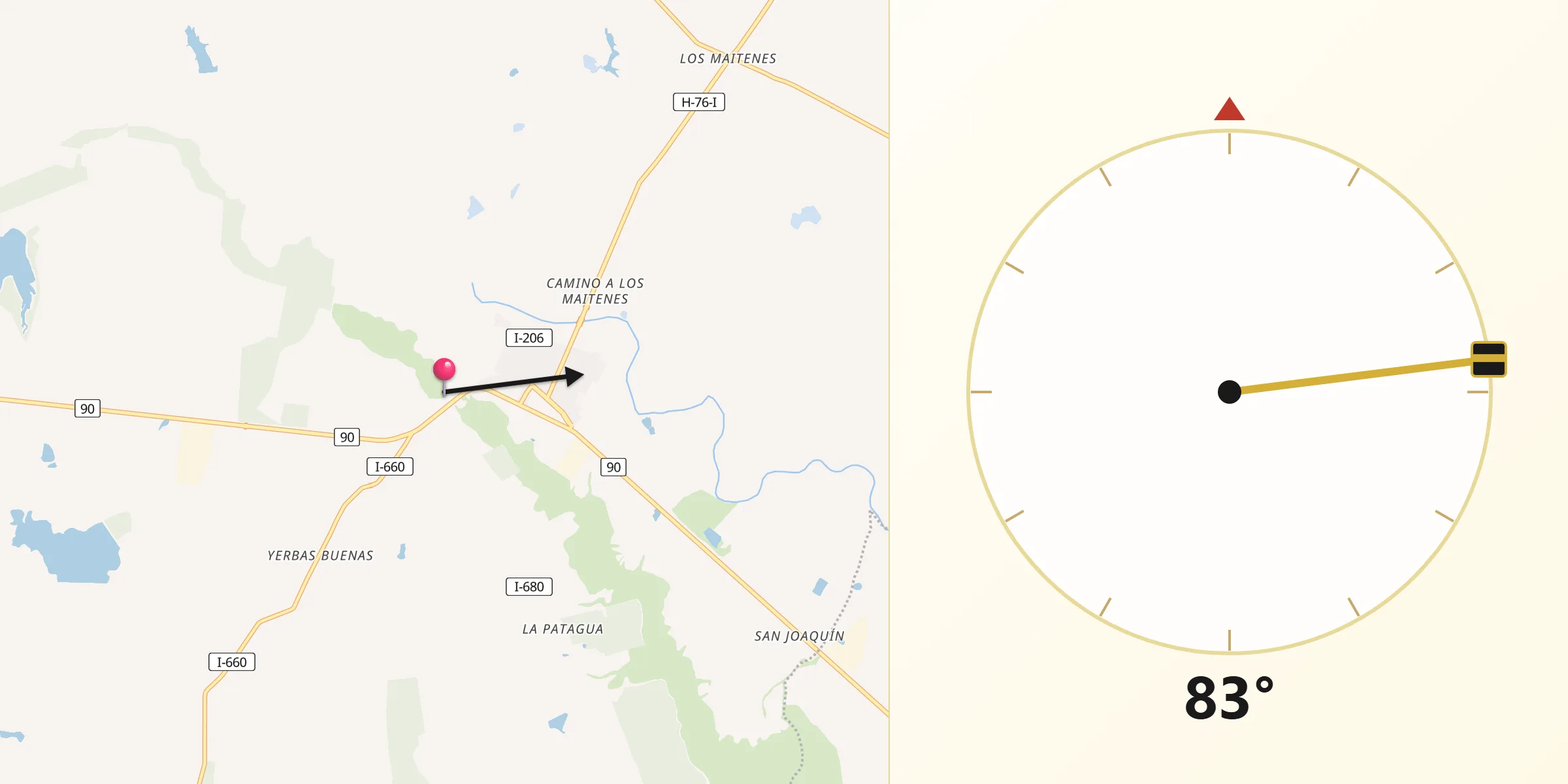 Dirección de la Qibla desde Marchigüe