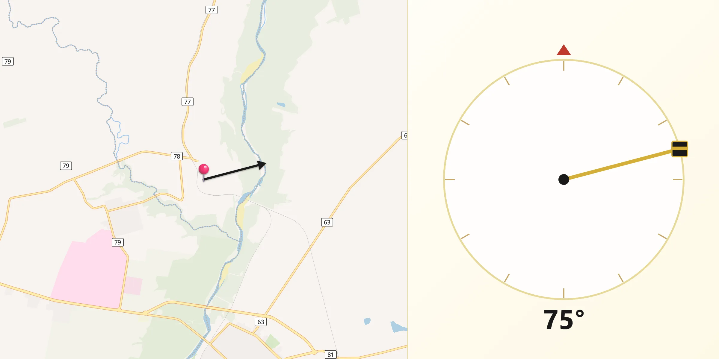 Dirección de la Qibla desde 25 de Agosto