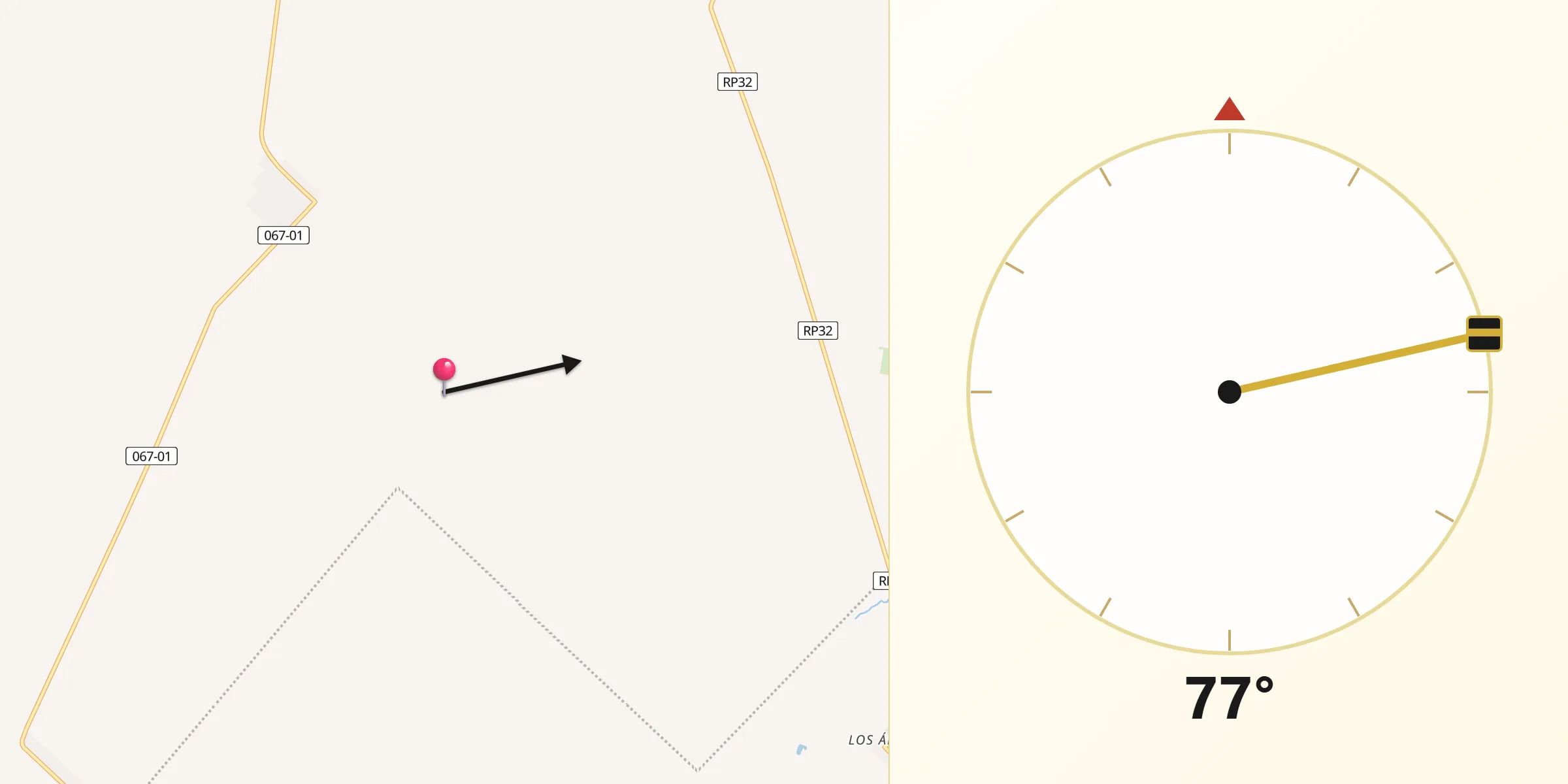 Dirección de la Qibla desde Carmen de Areco