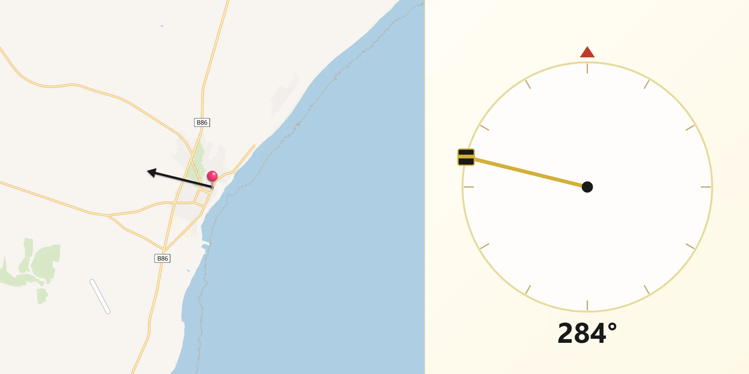 Qibla Direction from Ardrossan