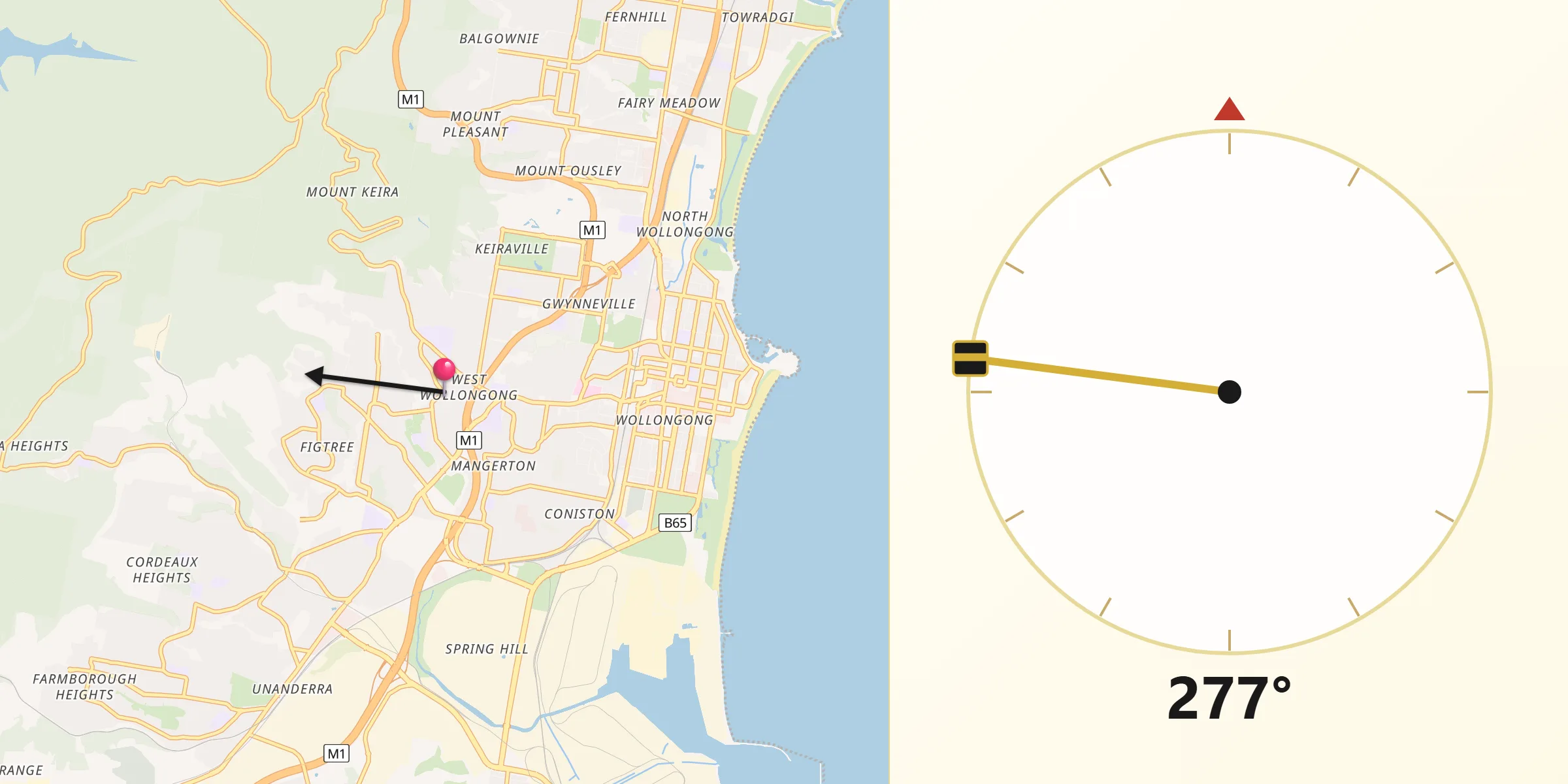 Qibla Direction from West Wollongong