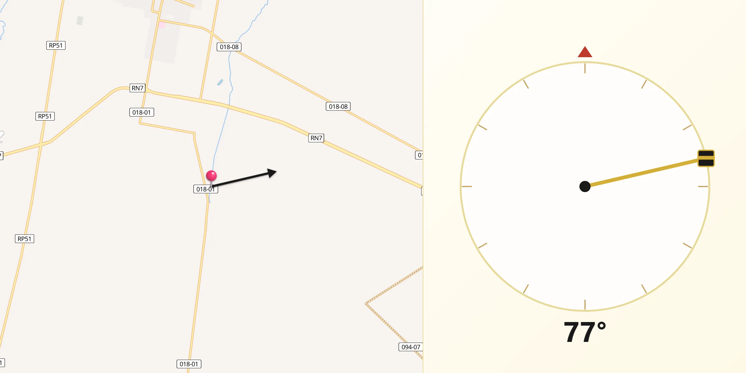 Dirección de la Qibla desde San Andrés de Giles