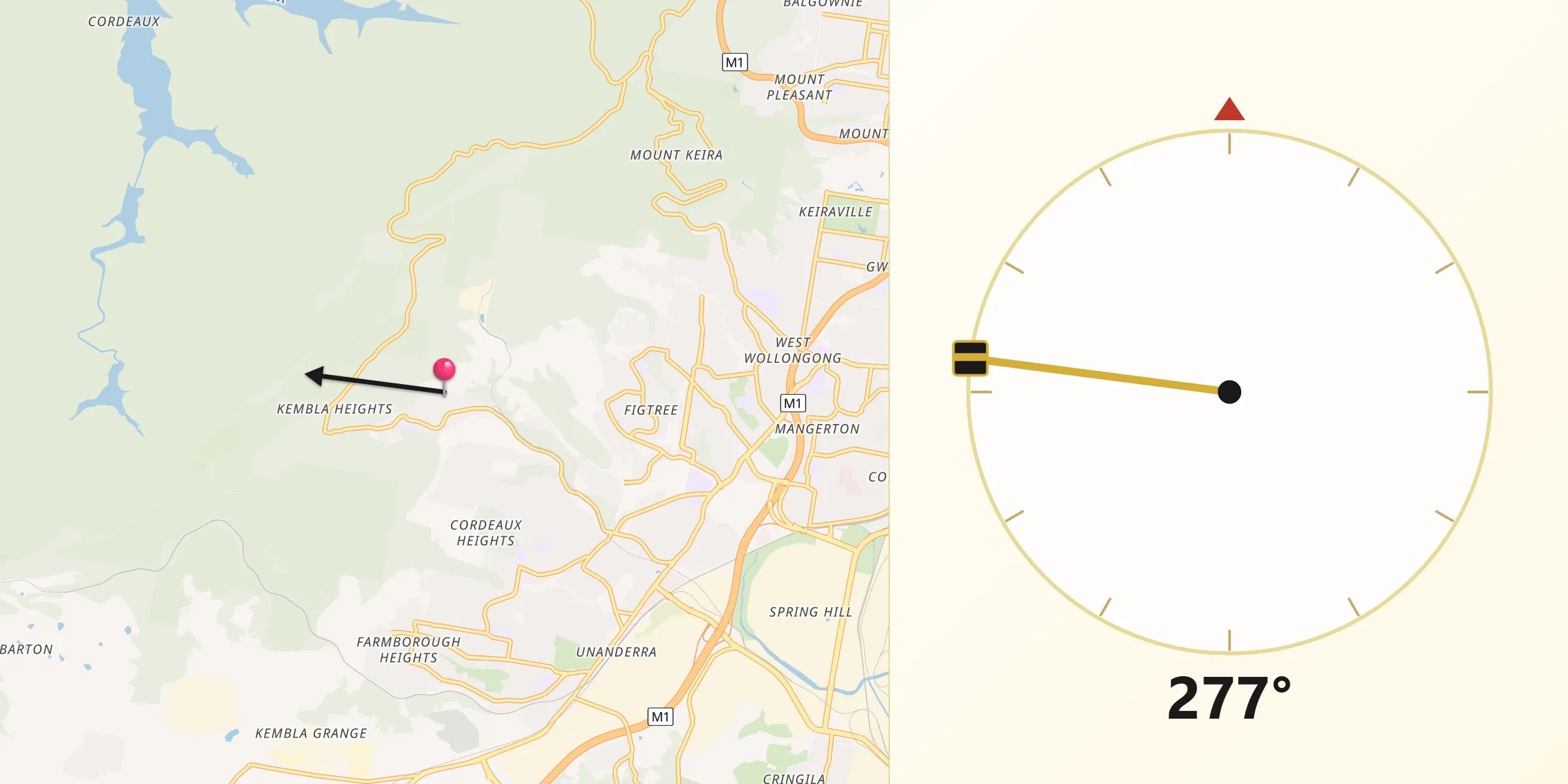Qibla Direction from Mount Kembla