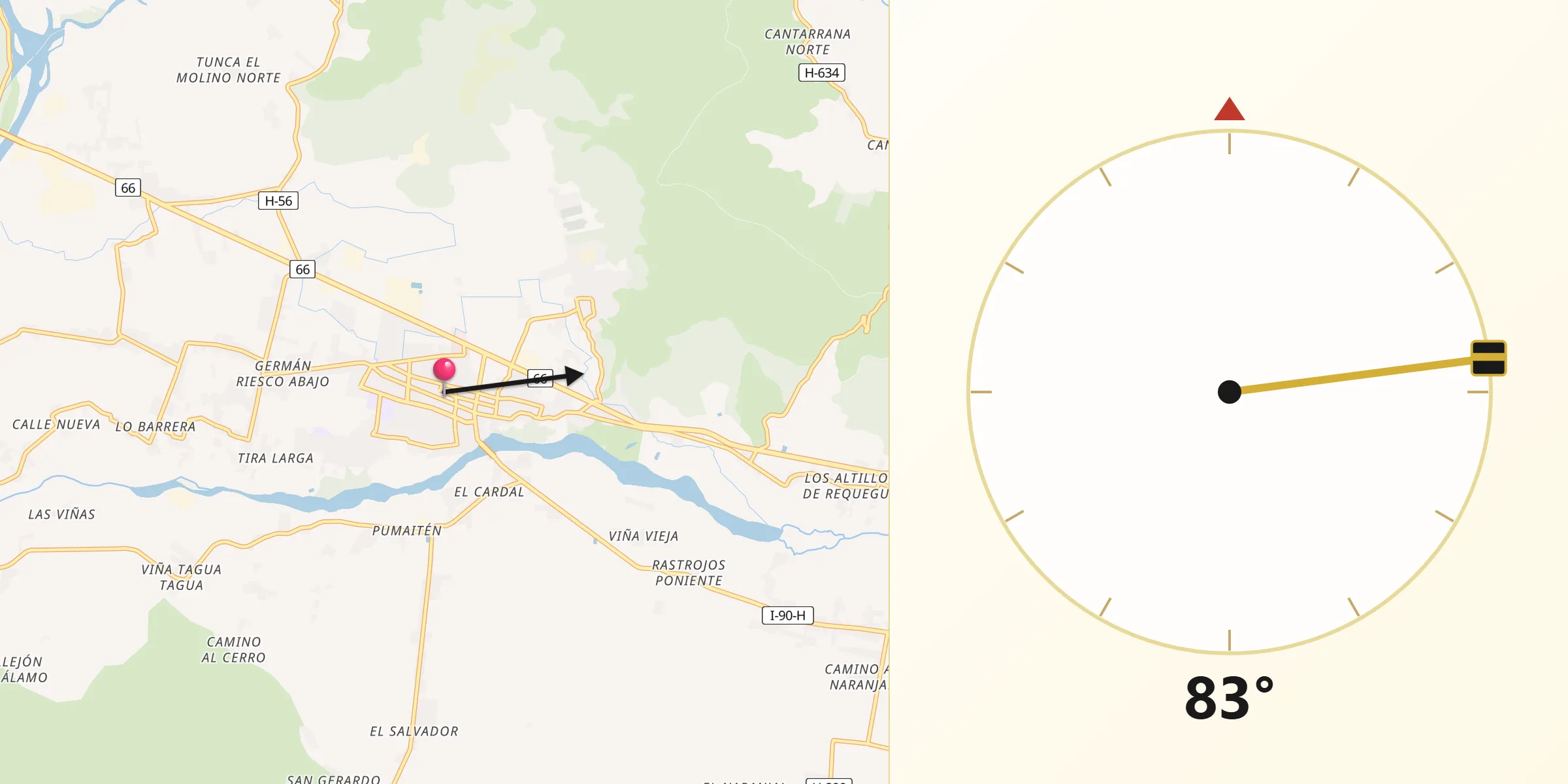 Dirección de la Qibla desde San Vicente