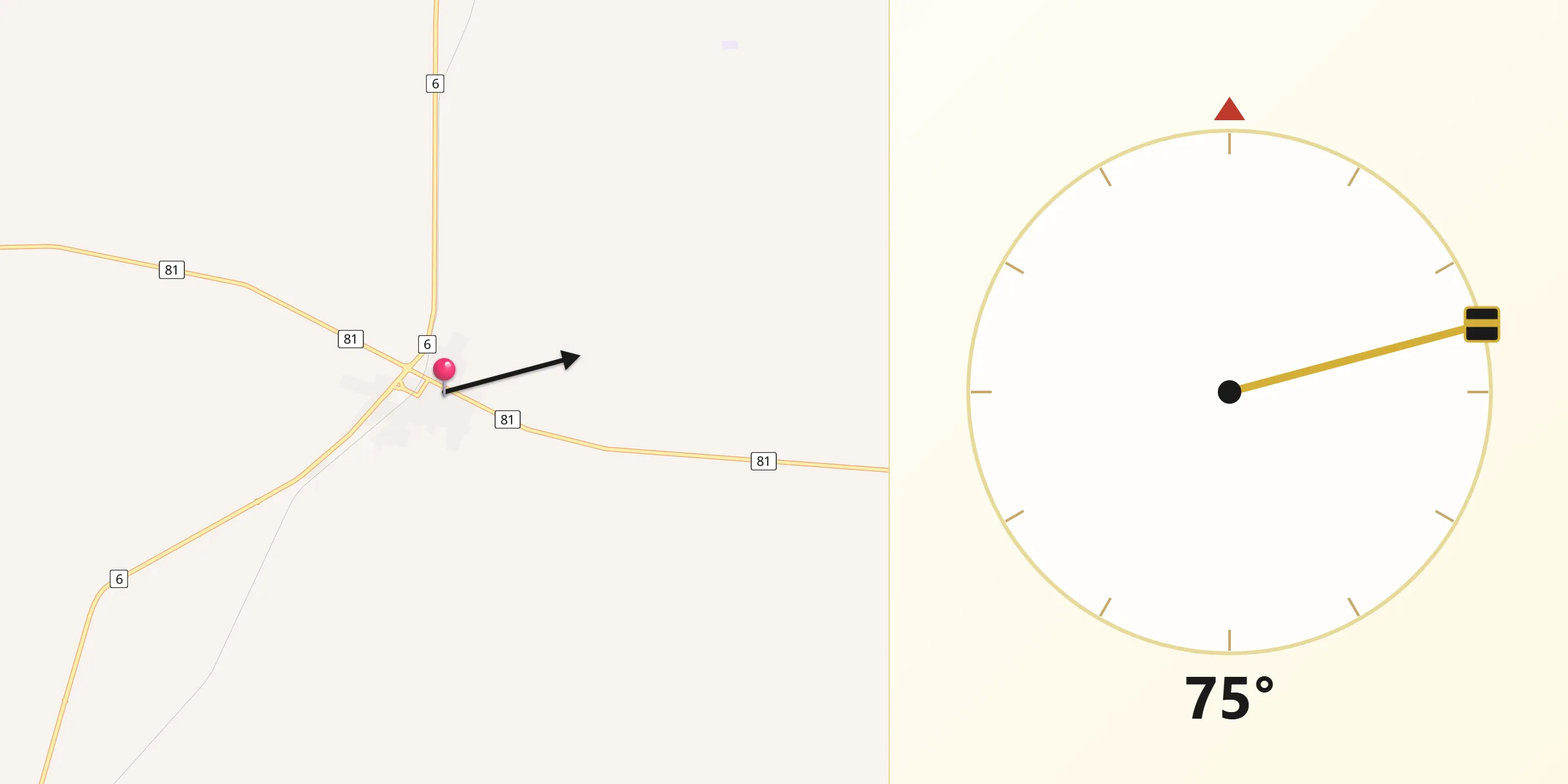 Dirección de la Qibla desde San Bautista