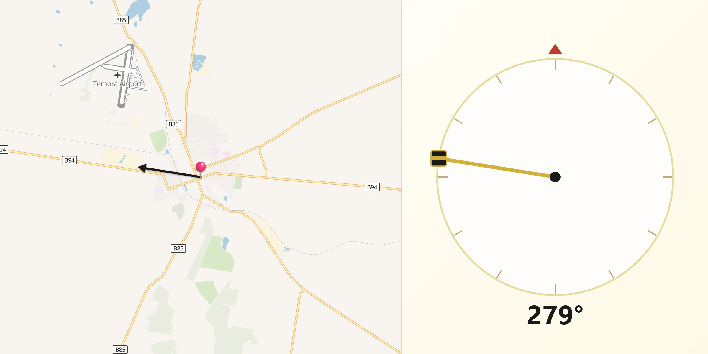 Qibla Direction from Temora
