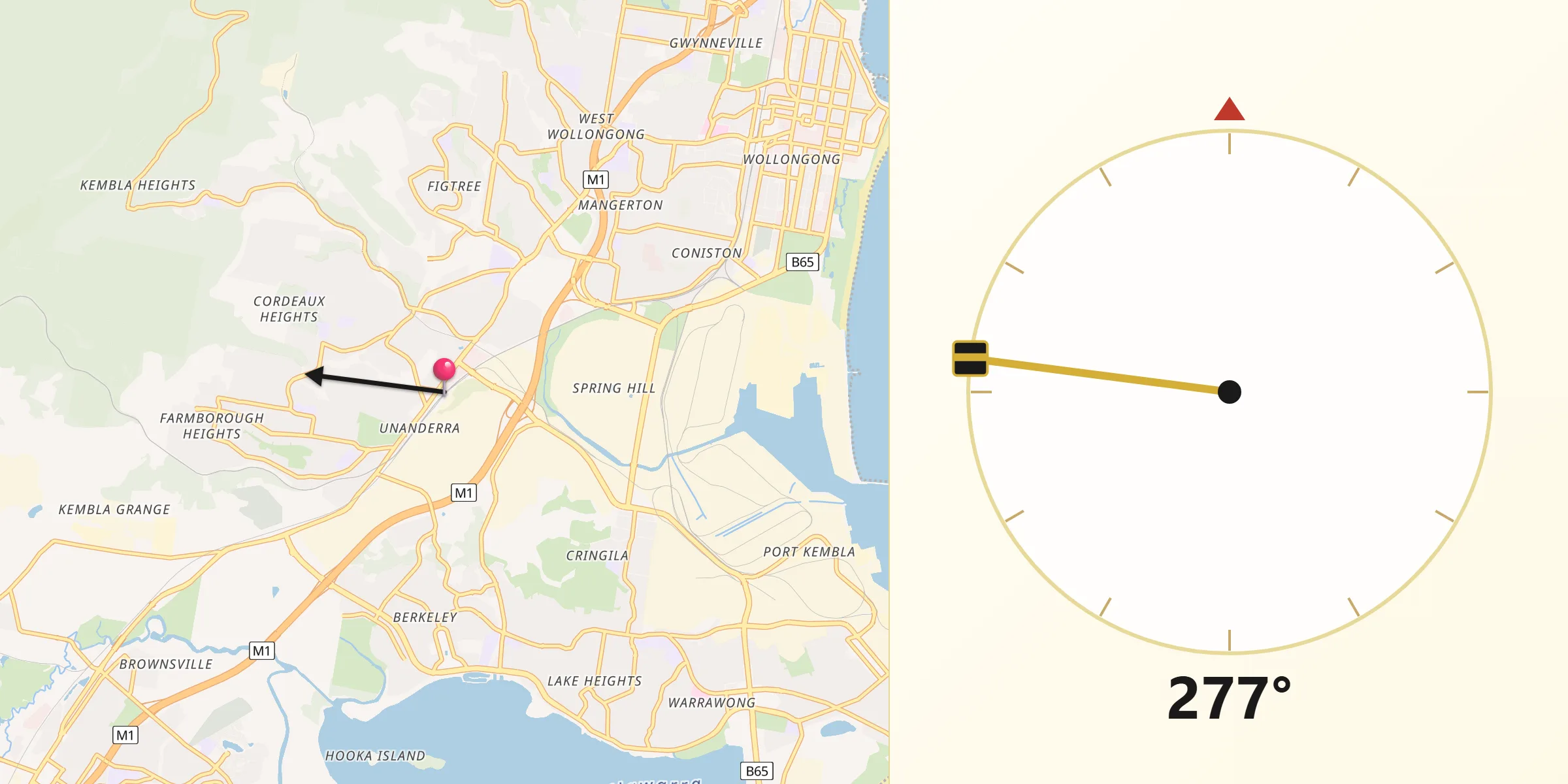 Qibla Direction from Unanderra