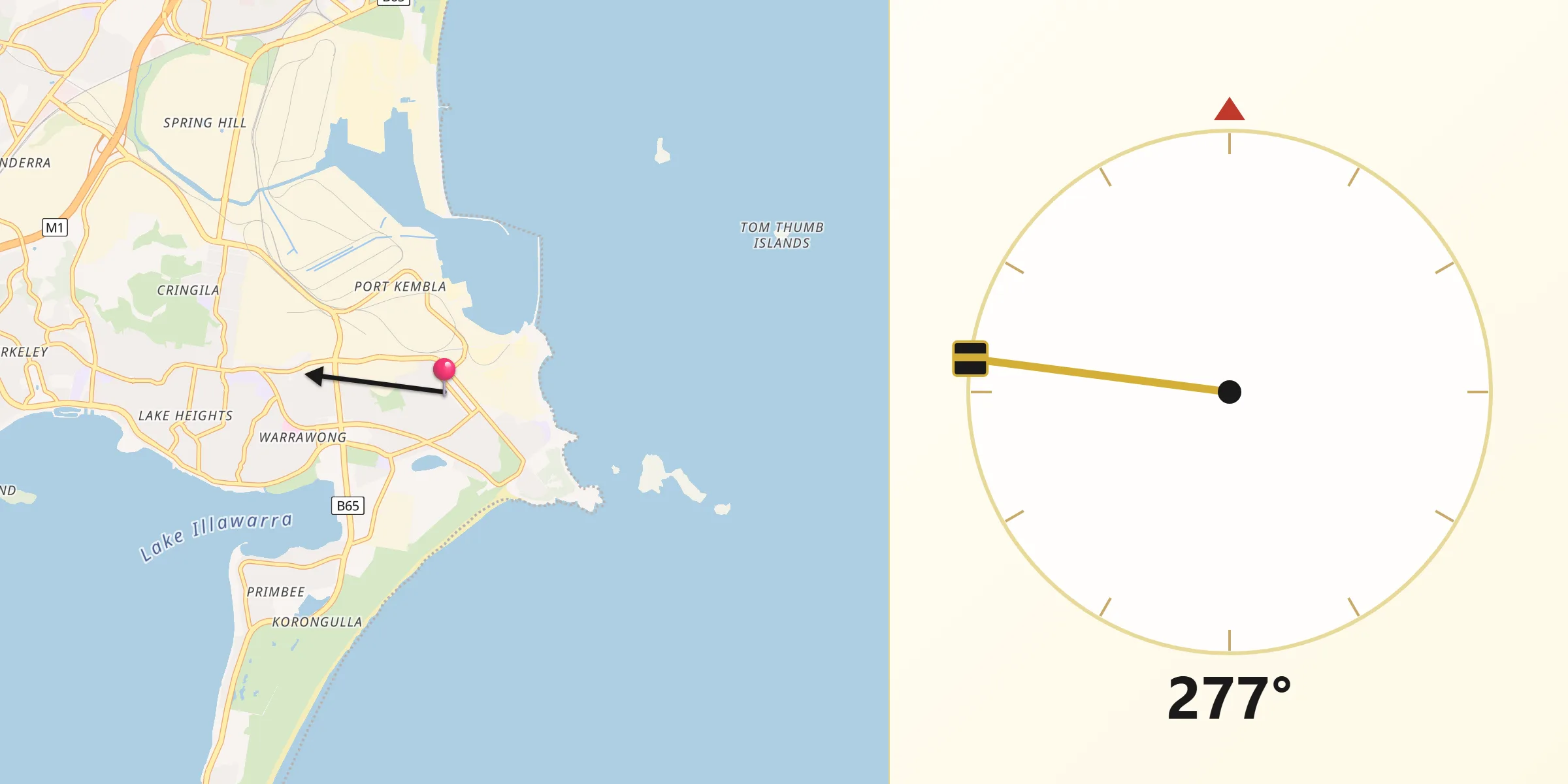 Qibla Direction from Port Kembla