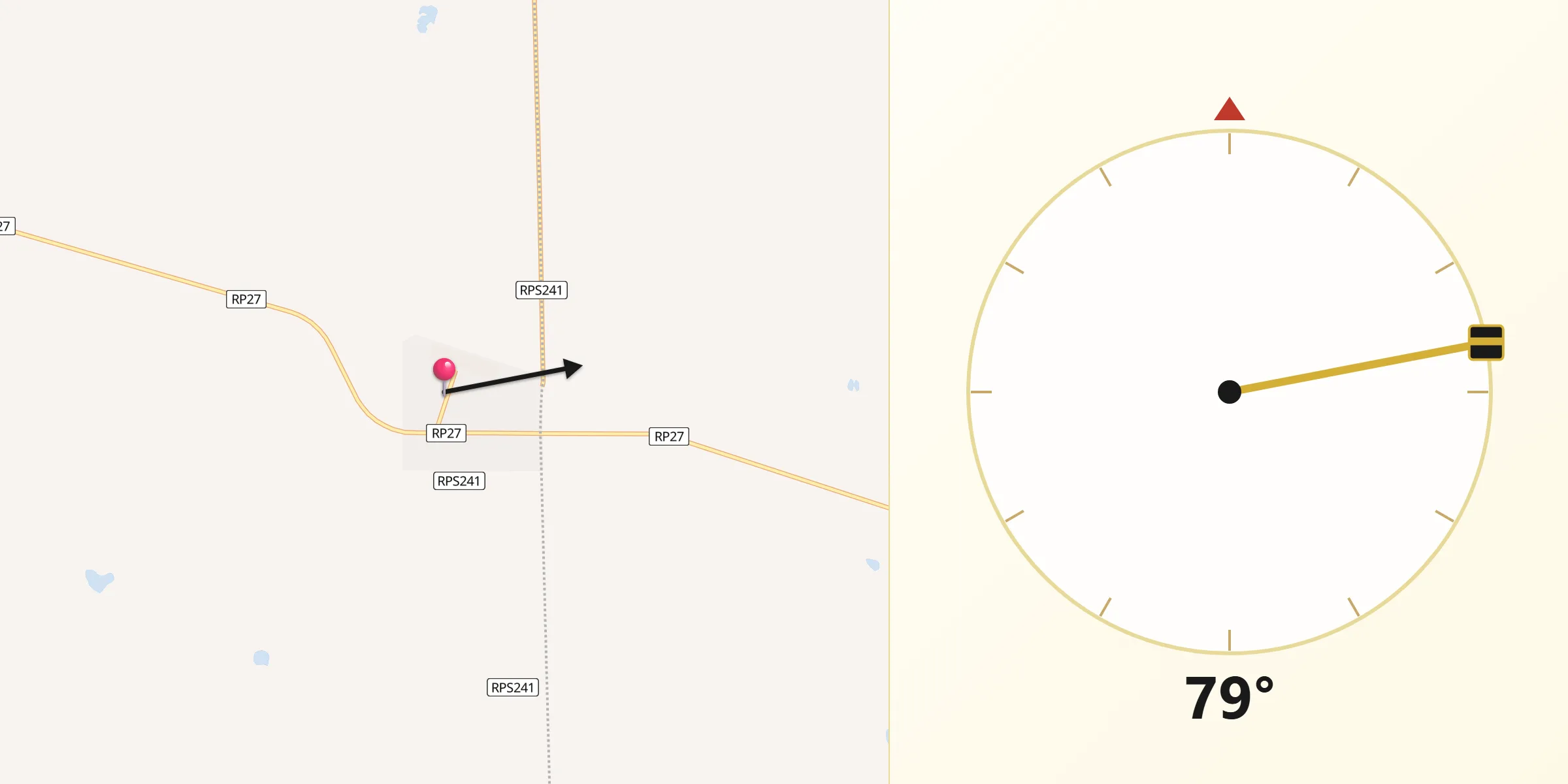Dirección de la Qibla desde Mattaldi