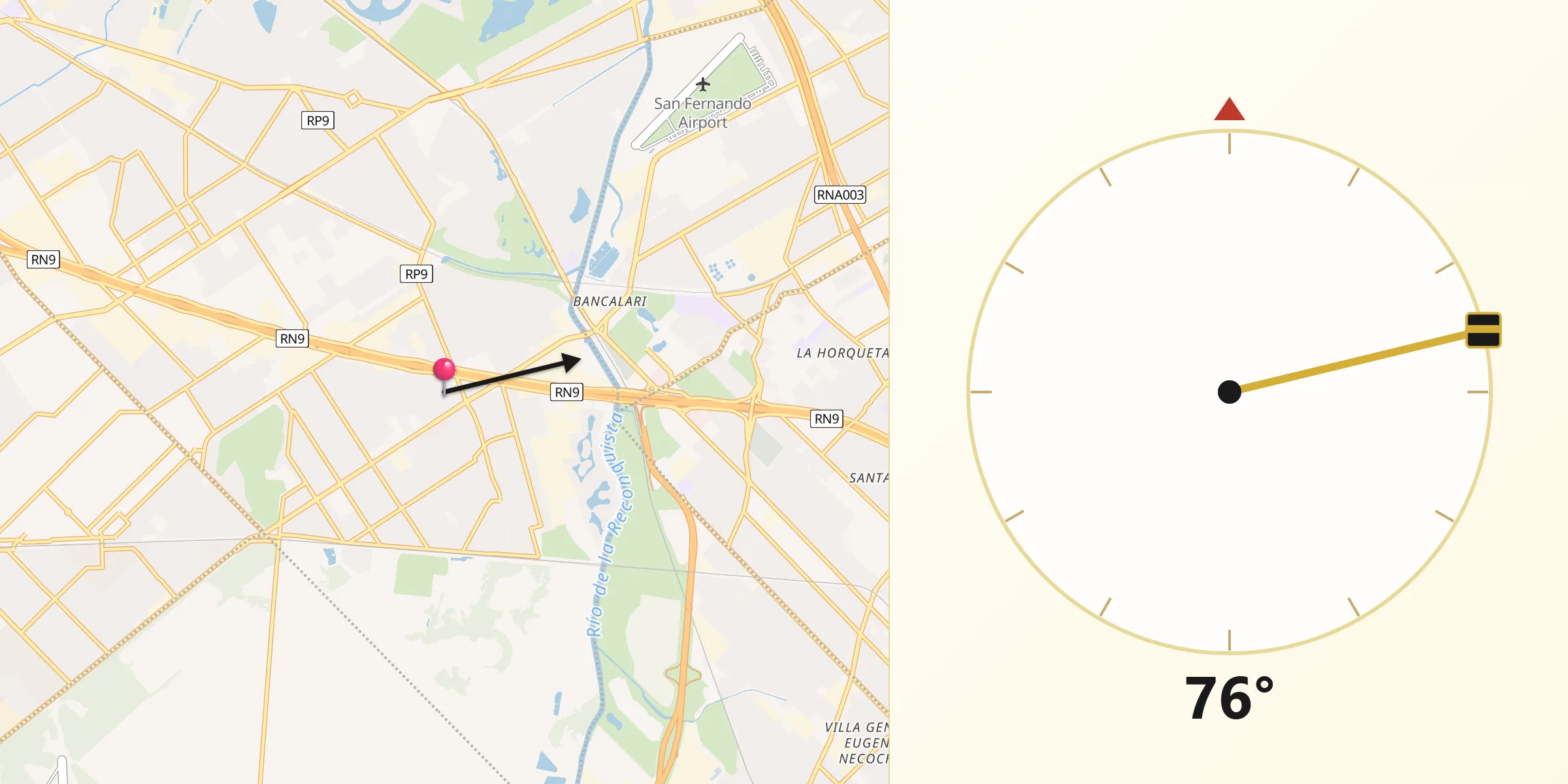 Dirección de la Qibla desde San Isidro