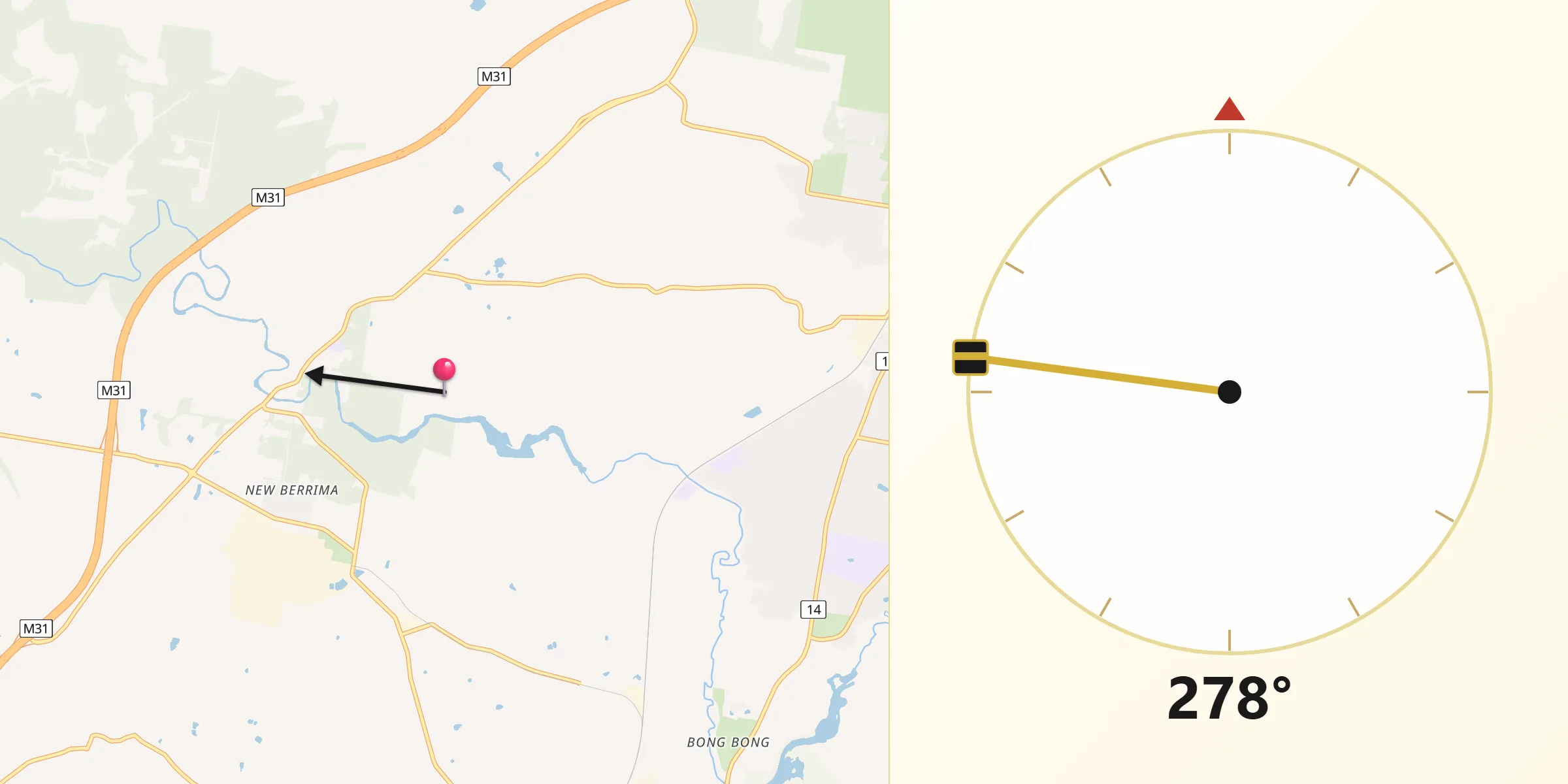 Qibla Direction from Wingecarribee