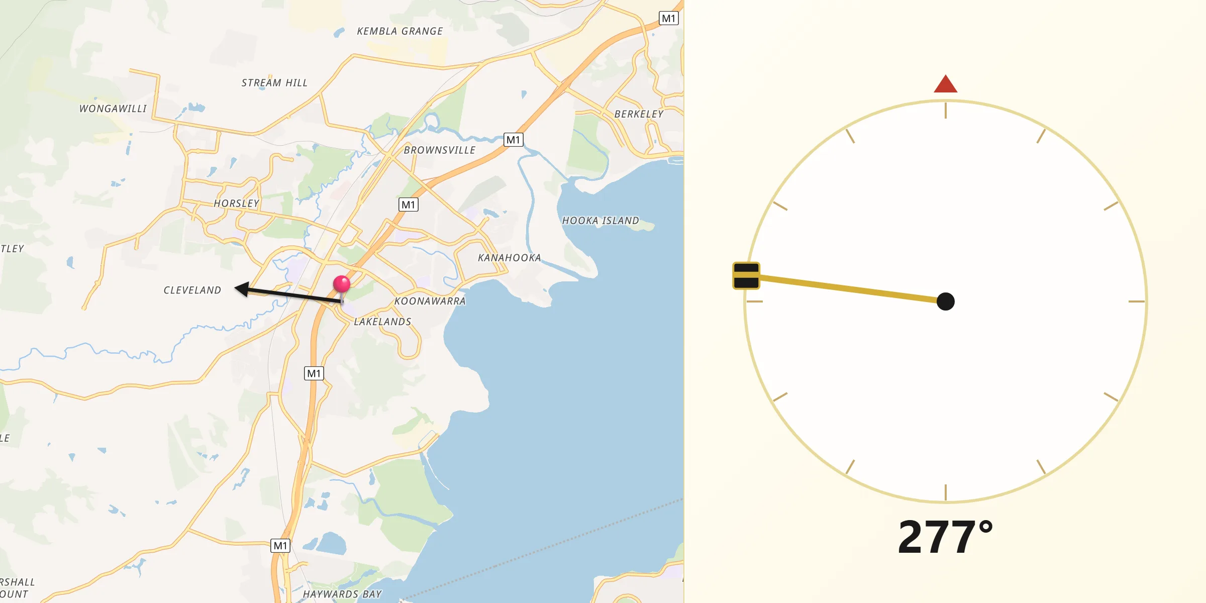 Qibla Direction from Dapto