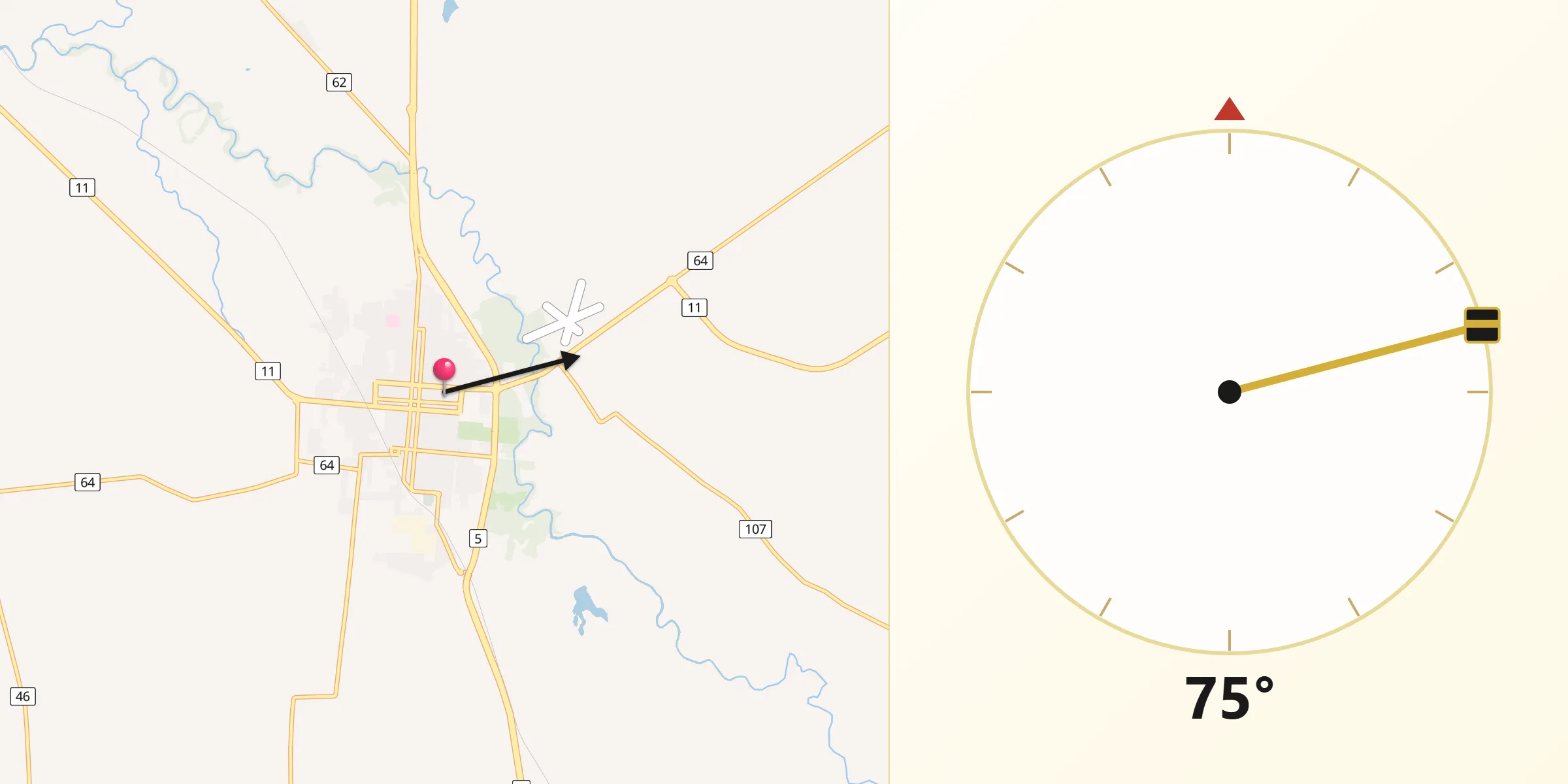 Dirección de la Qibla desde Canelones