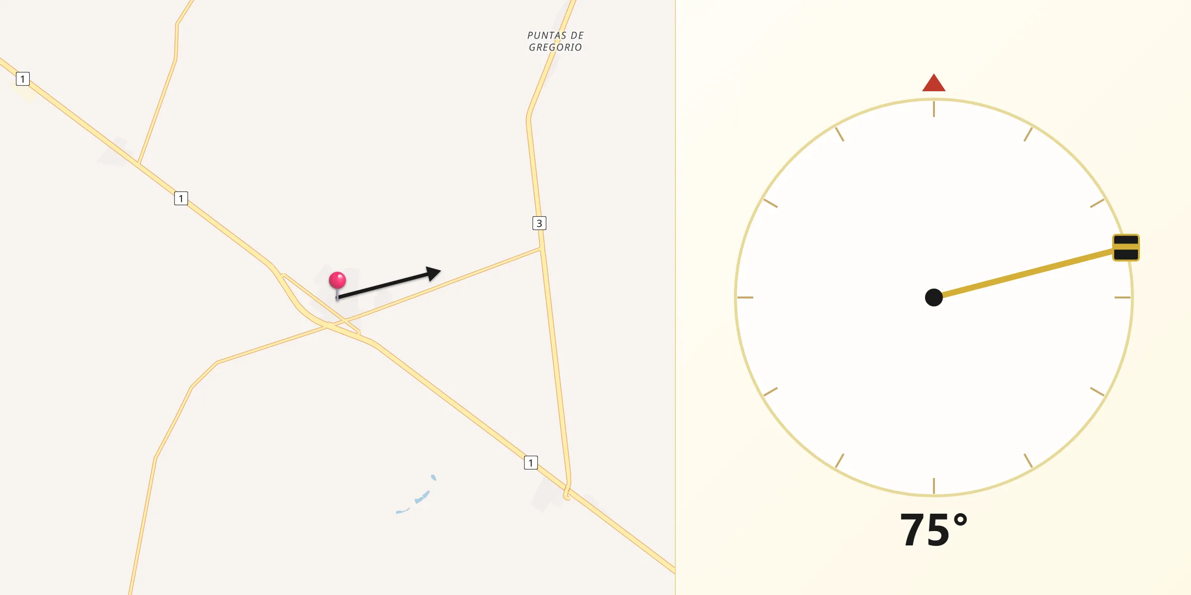 Dirección de la Qibla desde Rafael Perazza