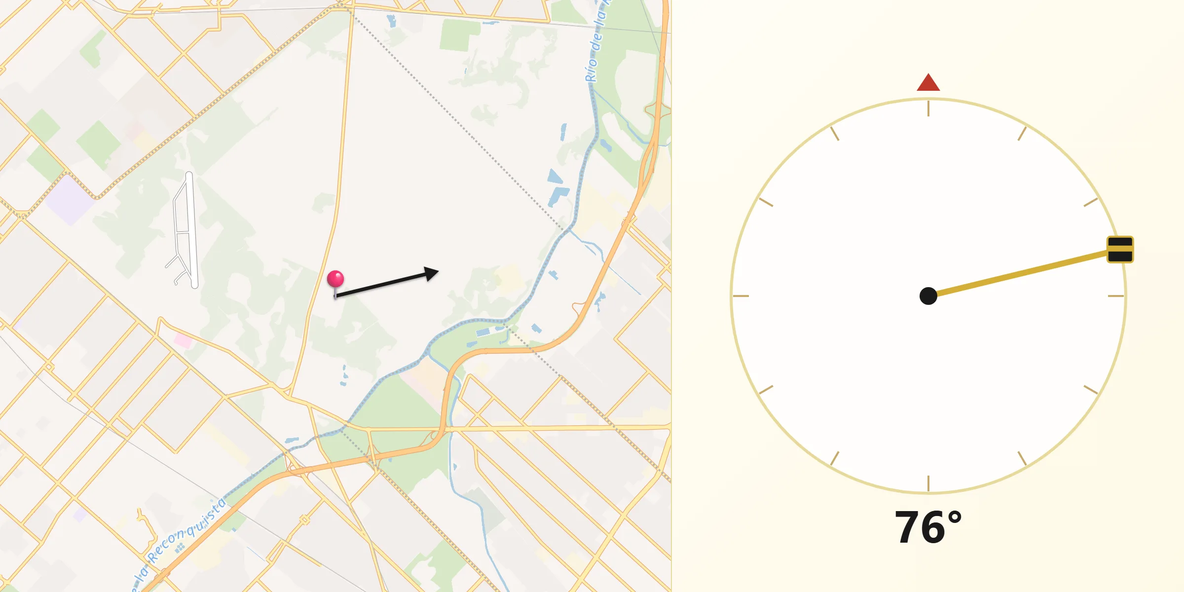 Dirección de la Qibla desde Ciudad de General San Martín