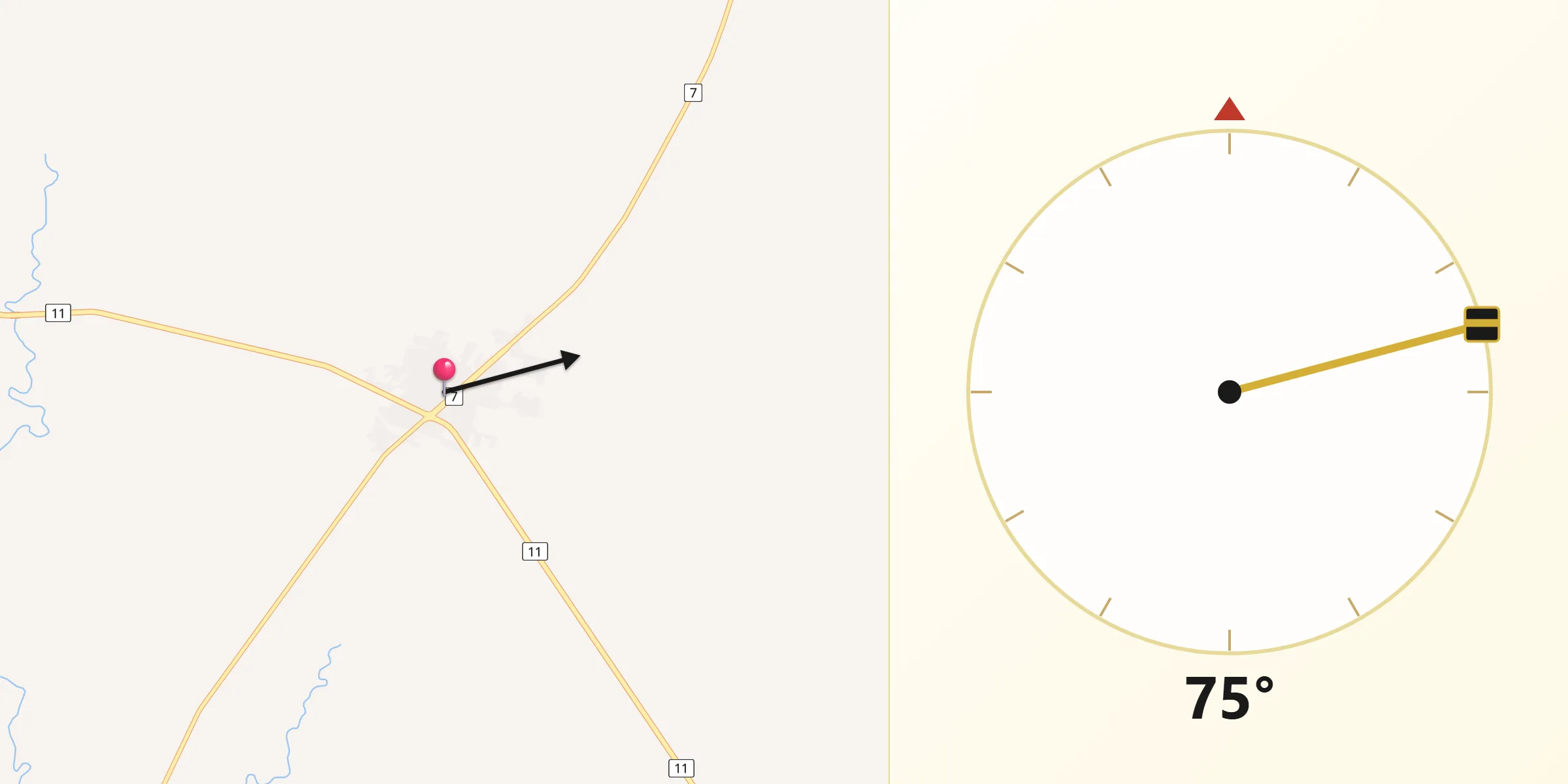 Dirección de la Qibla desde San Jacinto