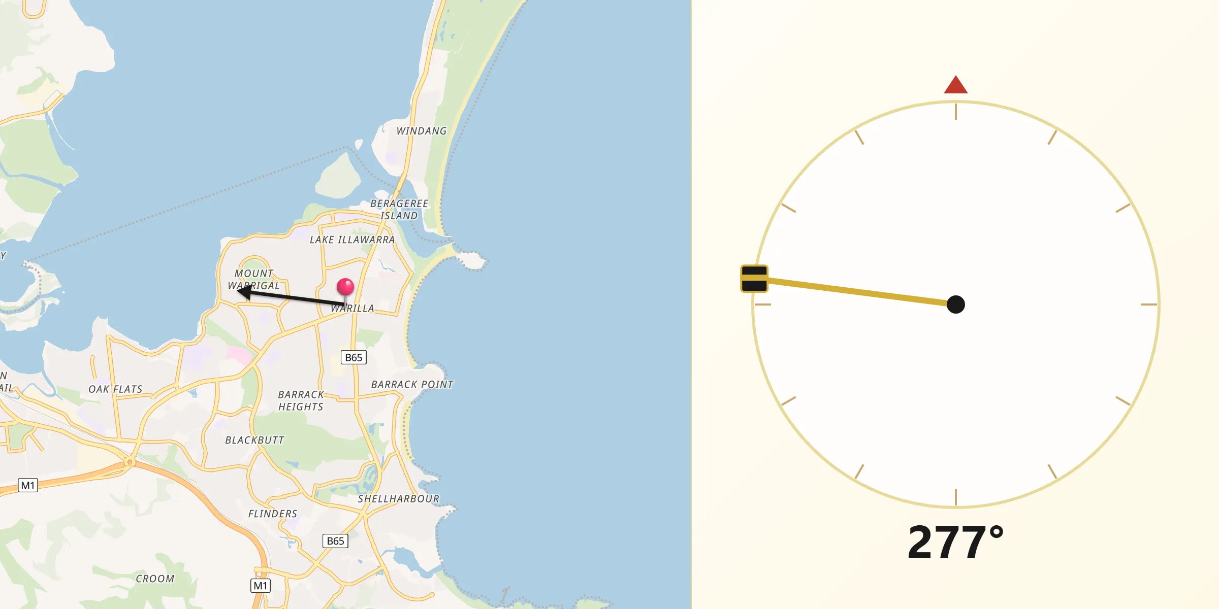 Qibla Direction from Warilla