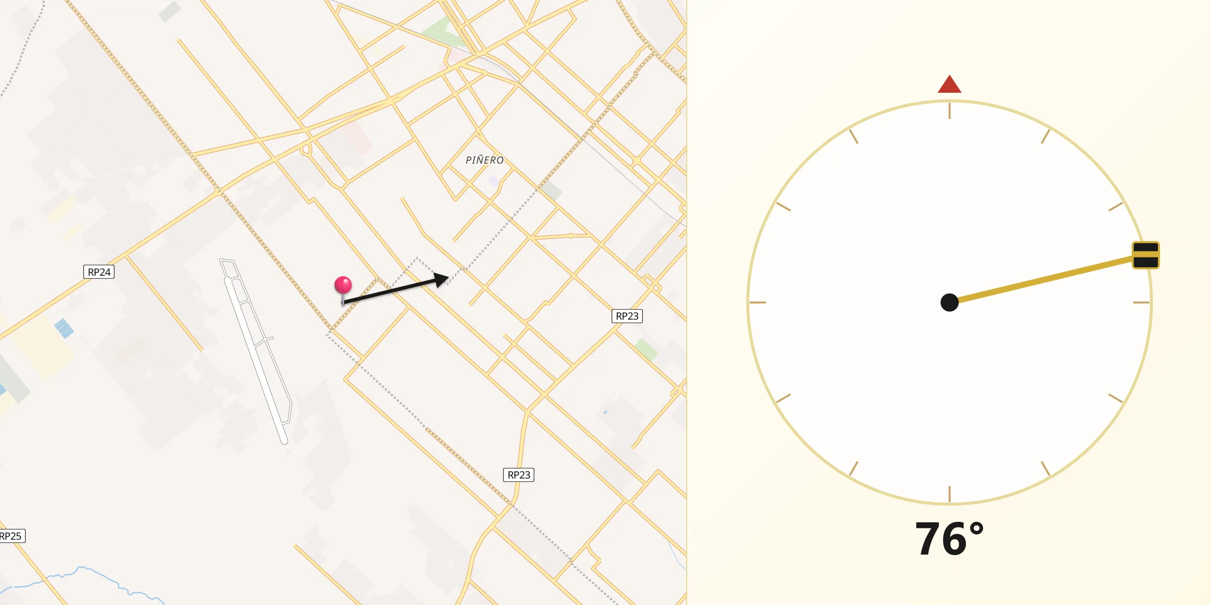 Dirección de la Qibla desde San Miguel
