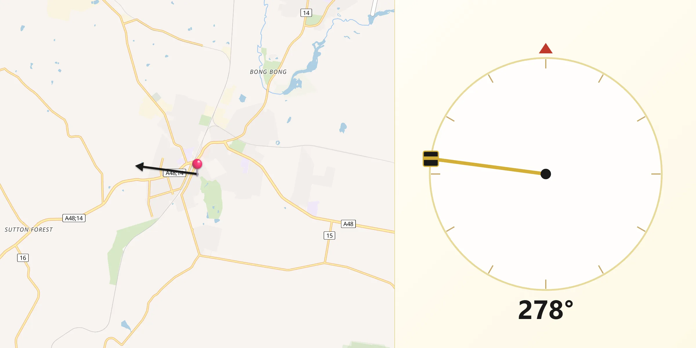 Qibla Direction from Moss Vale