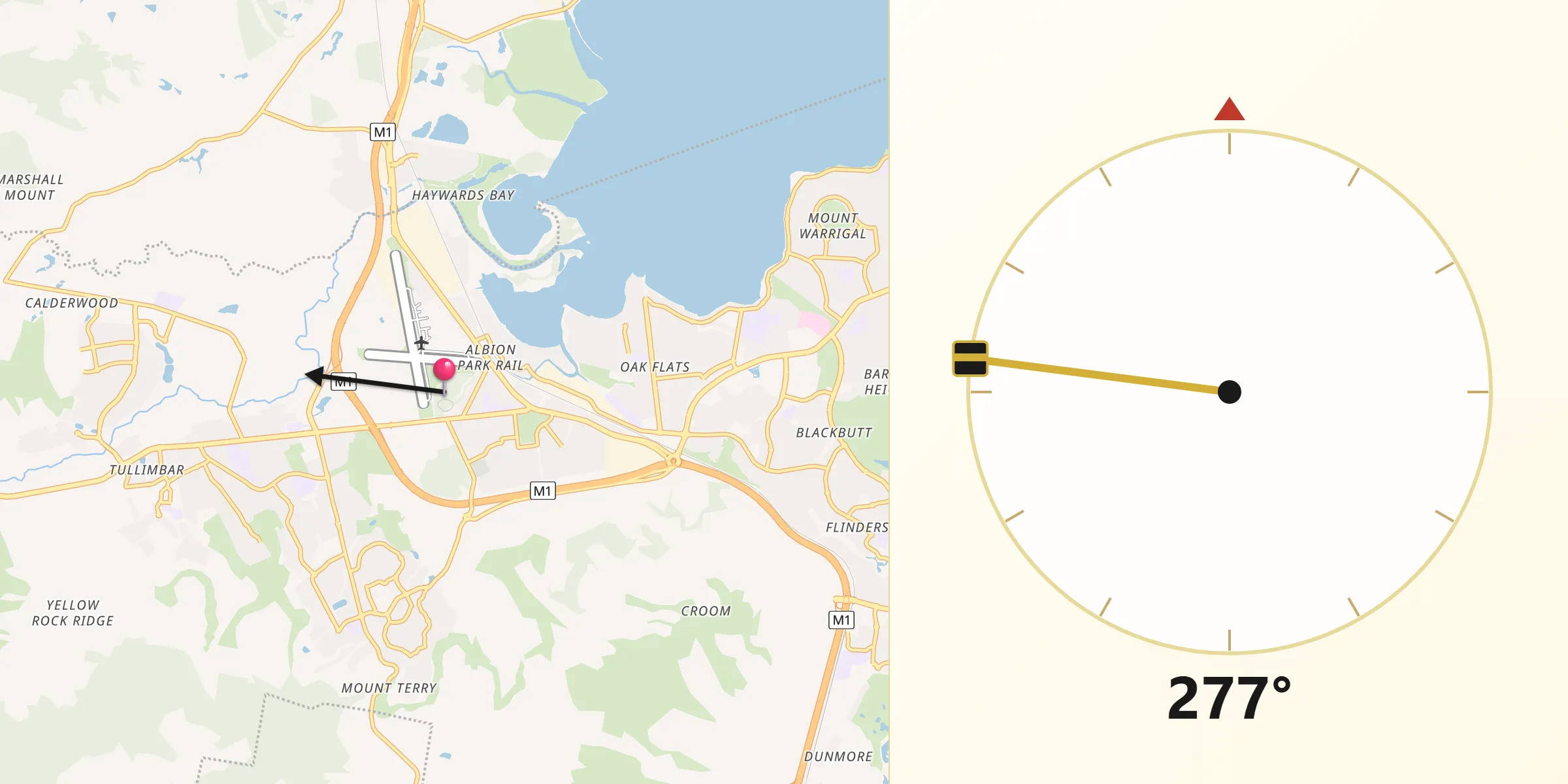 Qibla Direction from Albion Park Rail