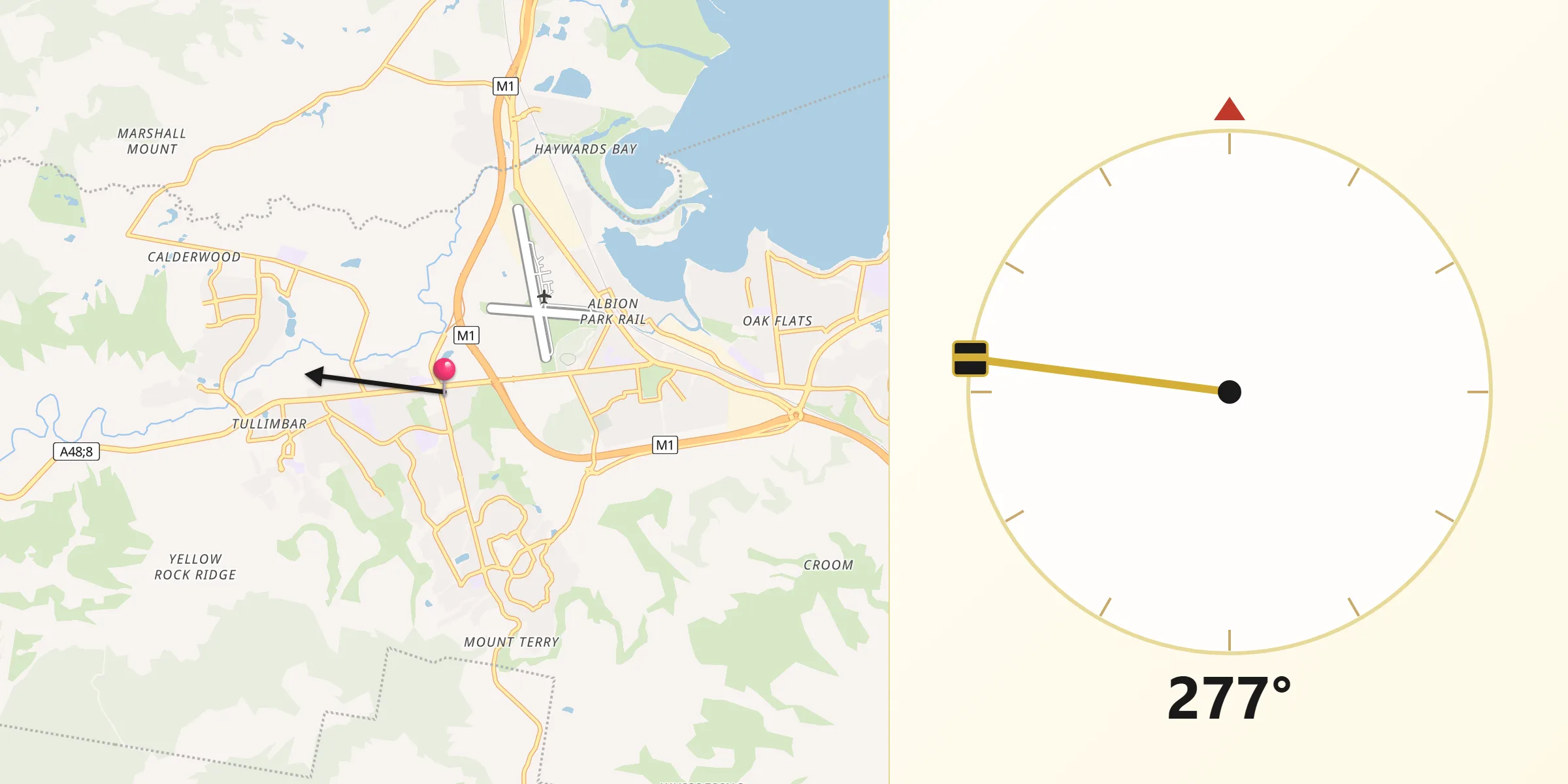 Qibla Direction from Albion Park