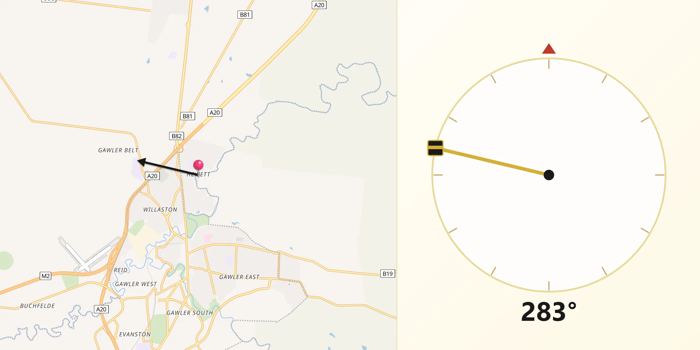 Qibla Direction from Hewett
