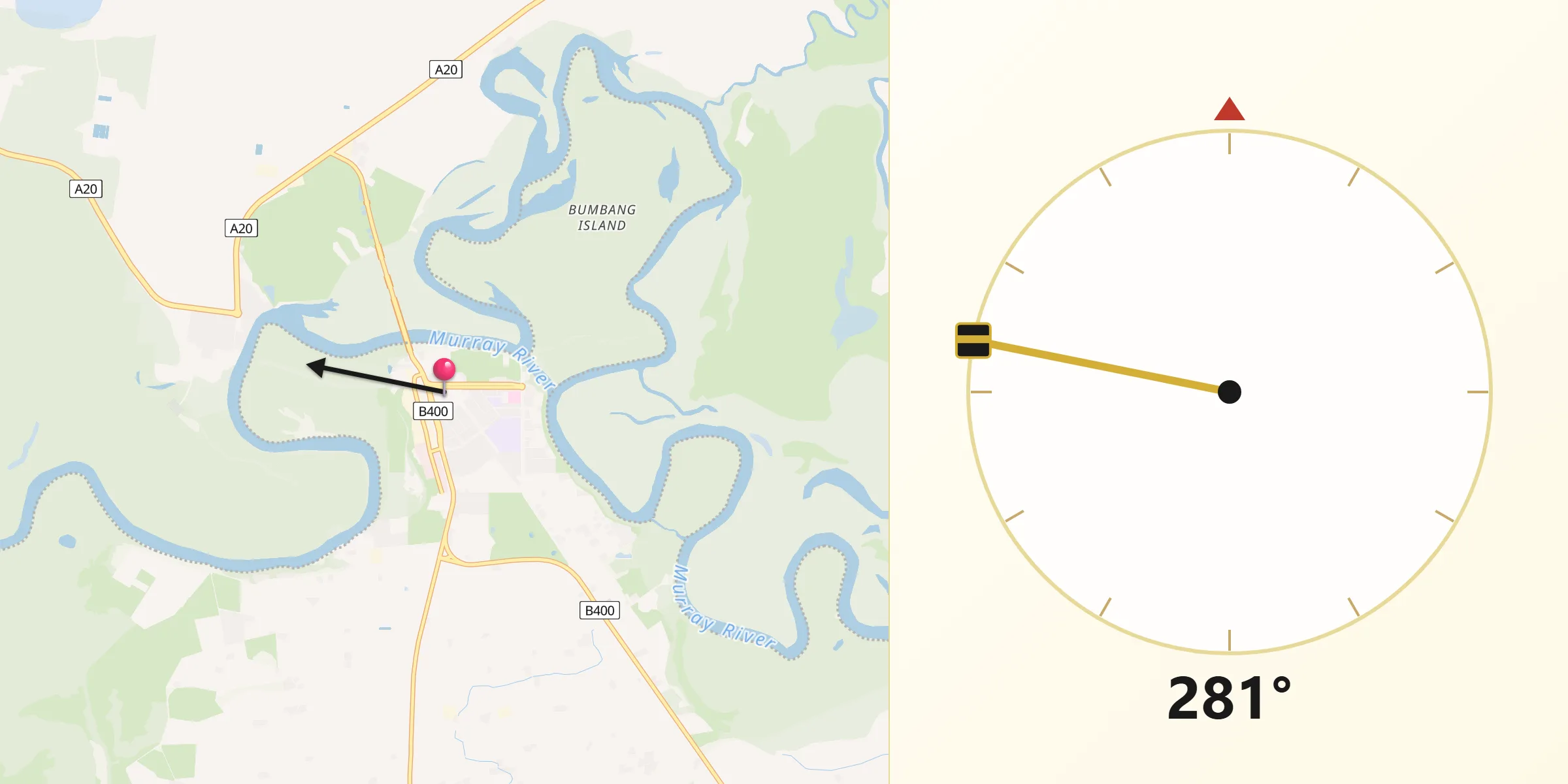 Qibla Direction from Robinvale