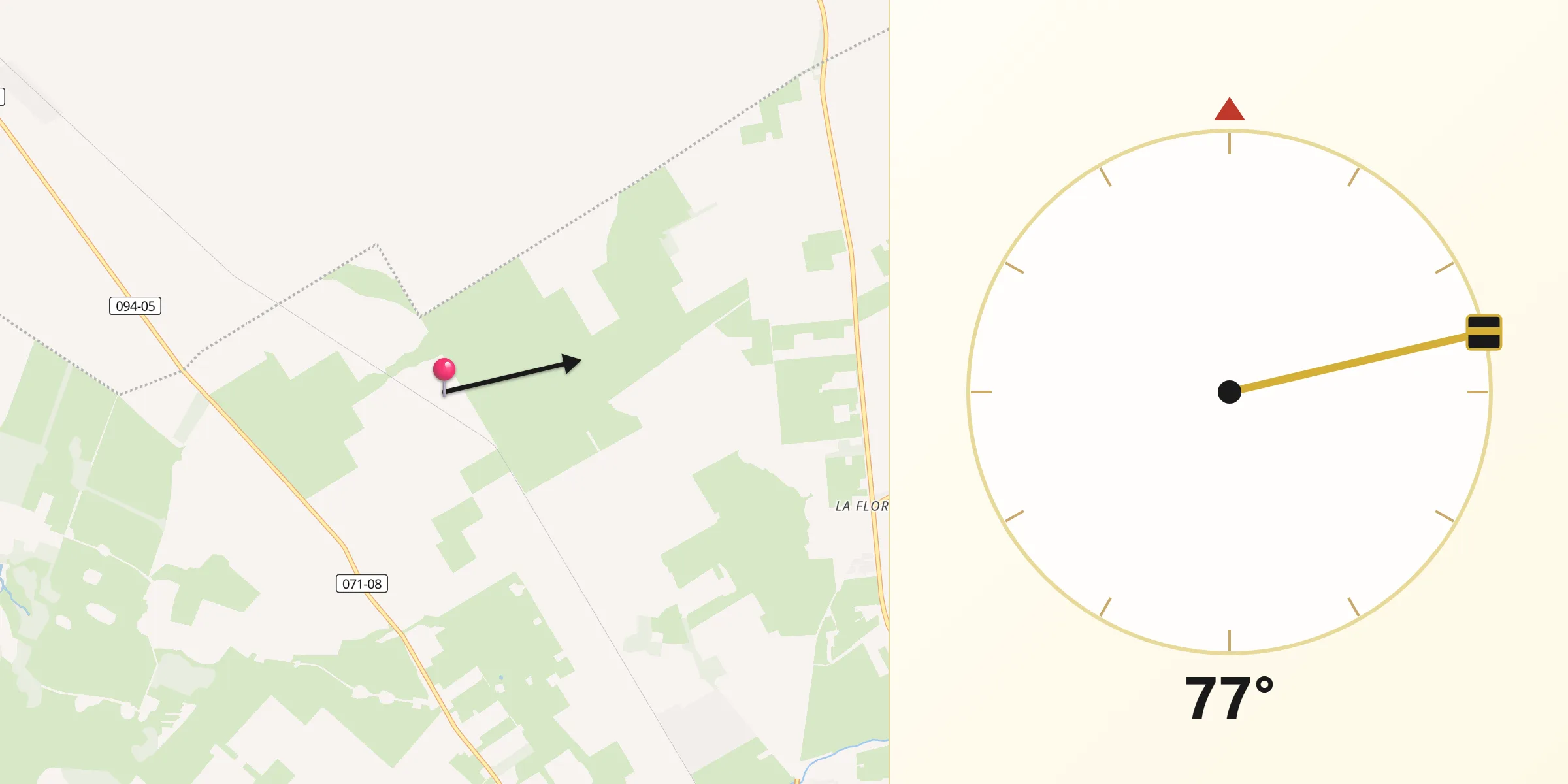 Dirección de la Qibla desde Luján